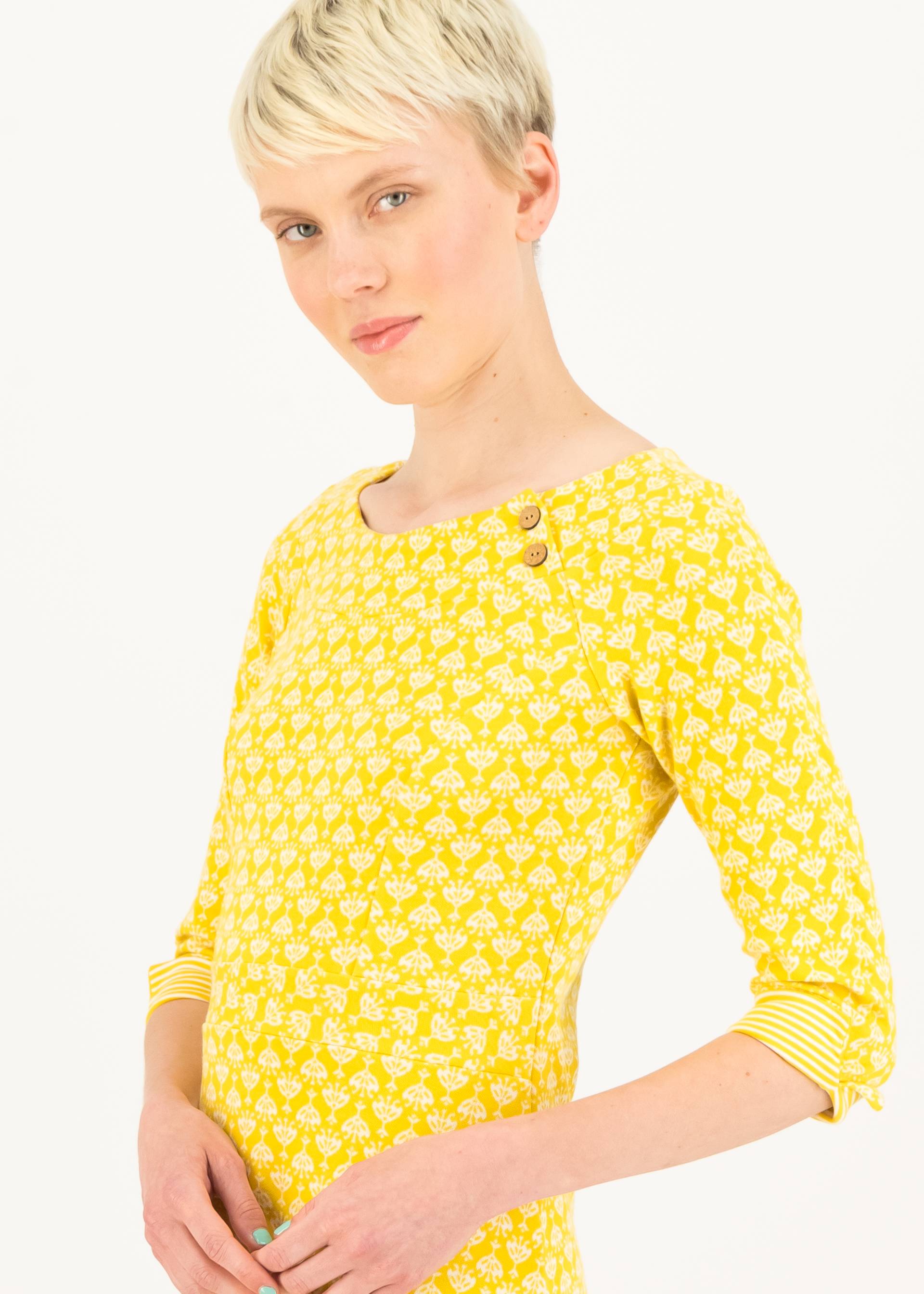 Freizeitkleid Mod a Hula Button, vintage yellow flower tapestry, Kleider, Gelb