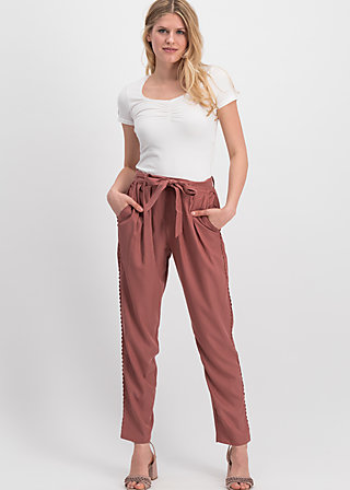 logo woven trousers, rosewood brown , Trousers, Brown