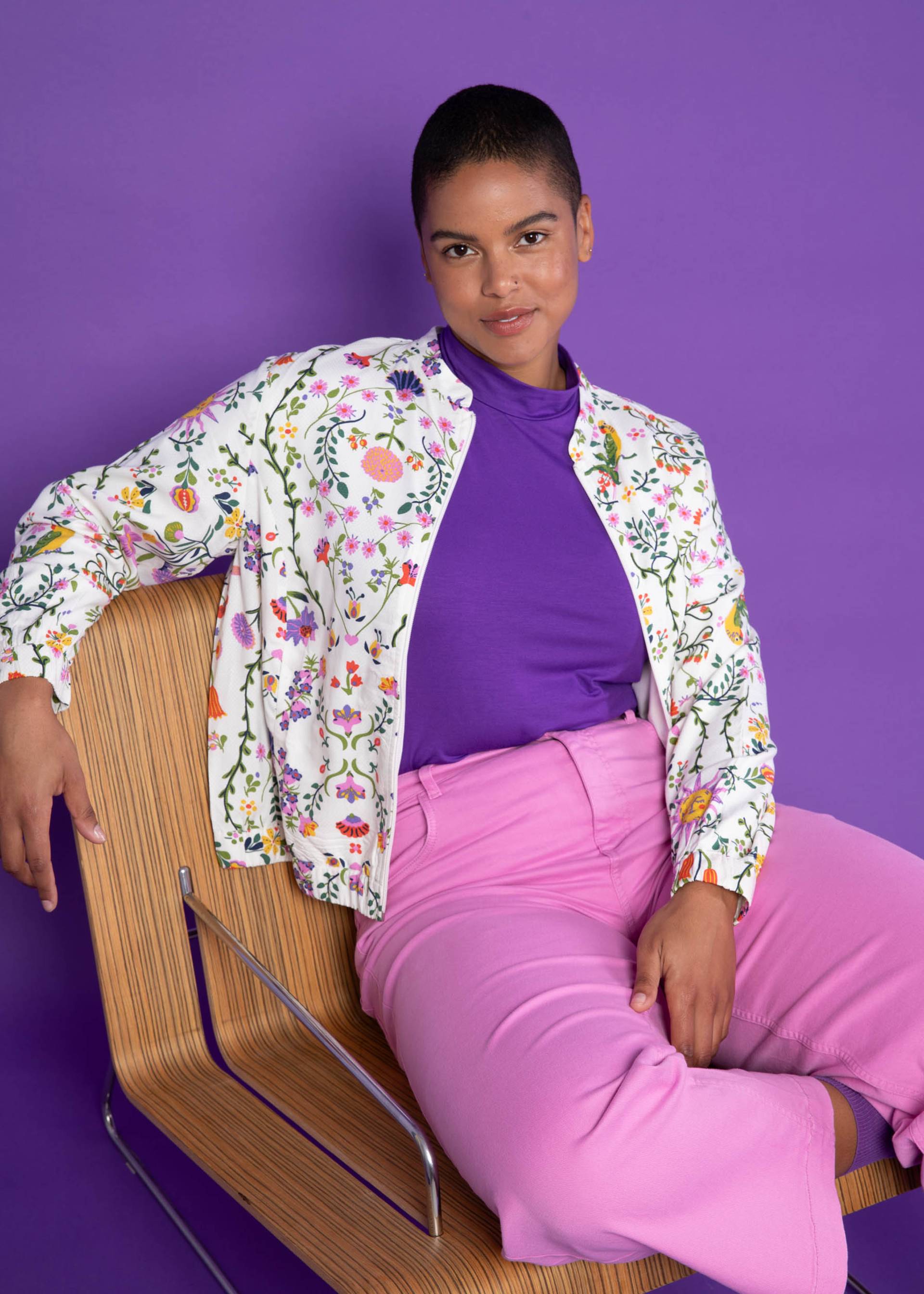 Blouson Springbreaker, flower sun and moon, Jacken & Mäntel, Weiß