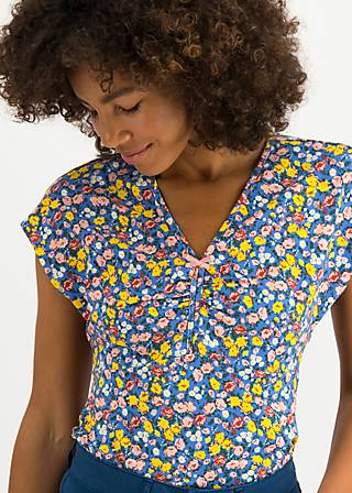 T-Shirt D’un Cœur Leger, fiori nostalgia, Shirts, Blau