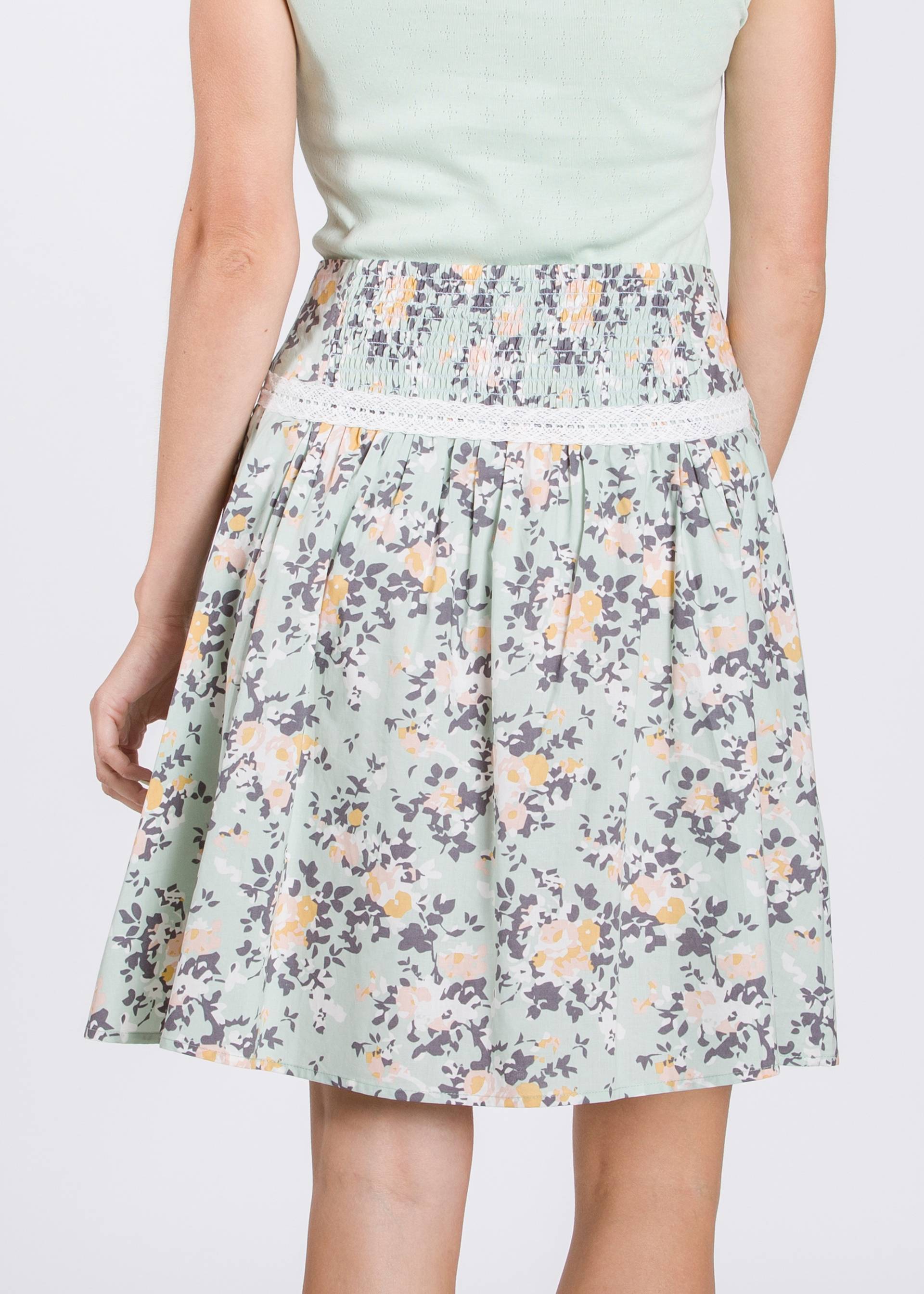 Knielanger Rock polkagrisar, bloomy blomsteräng, Röcke, Grün