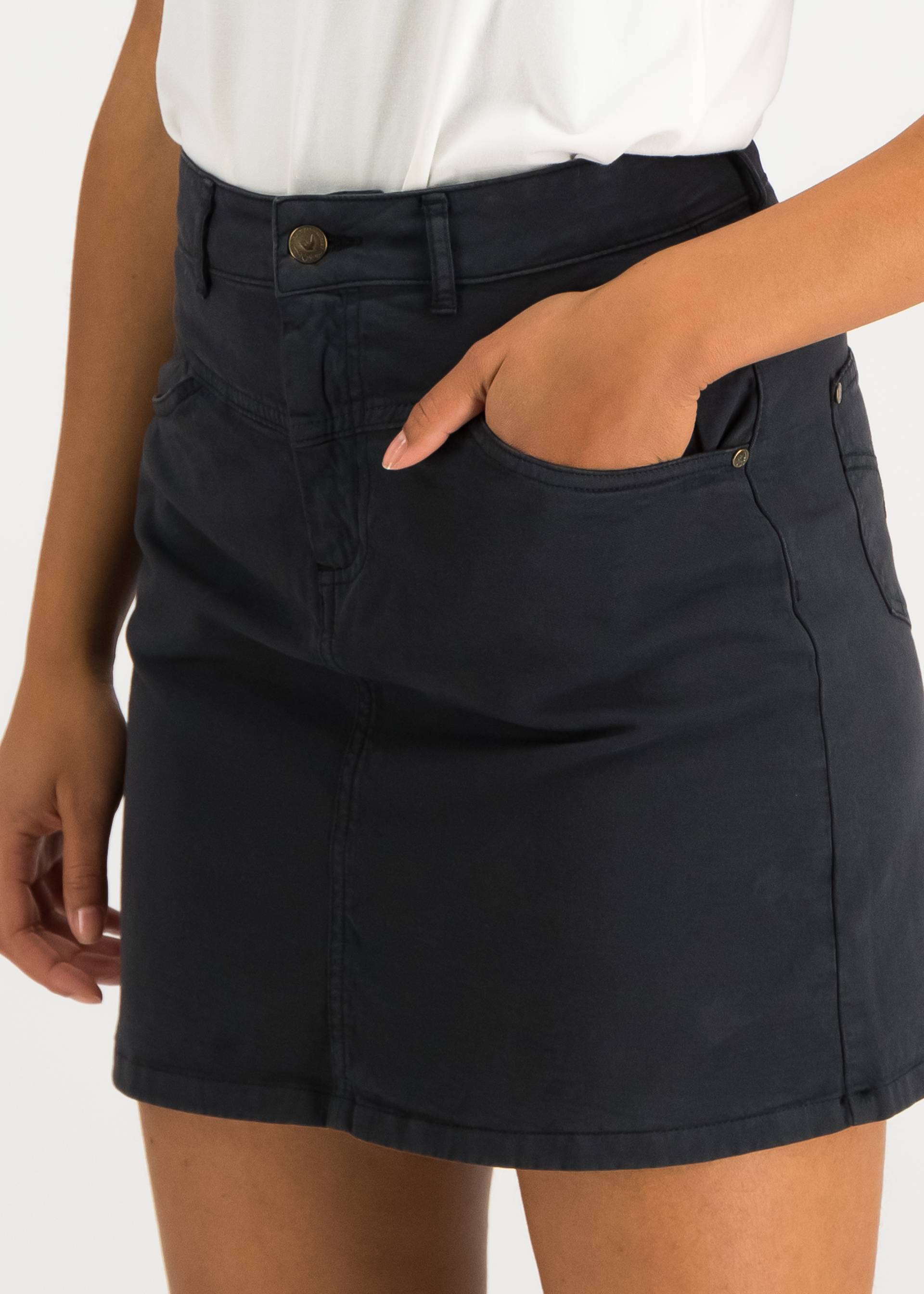 Minirock High Waist Yoke, moonless night, R&ouml;cke, Schwarz