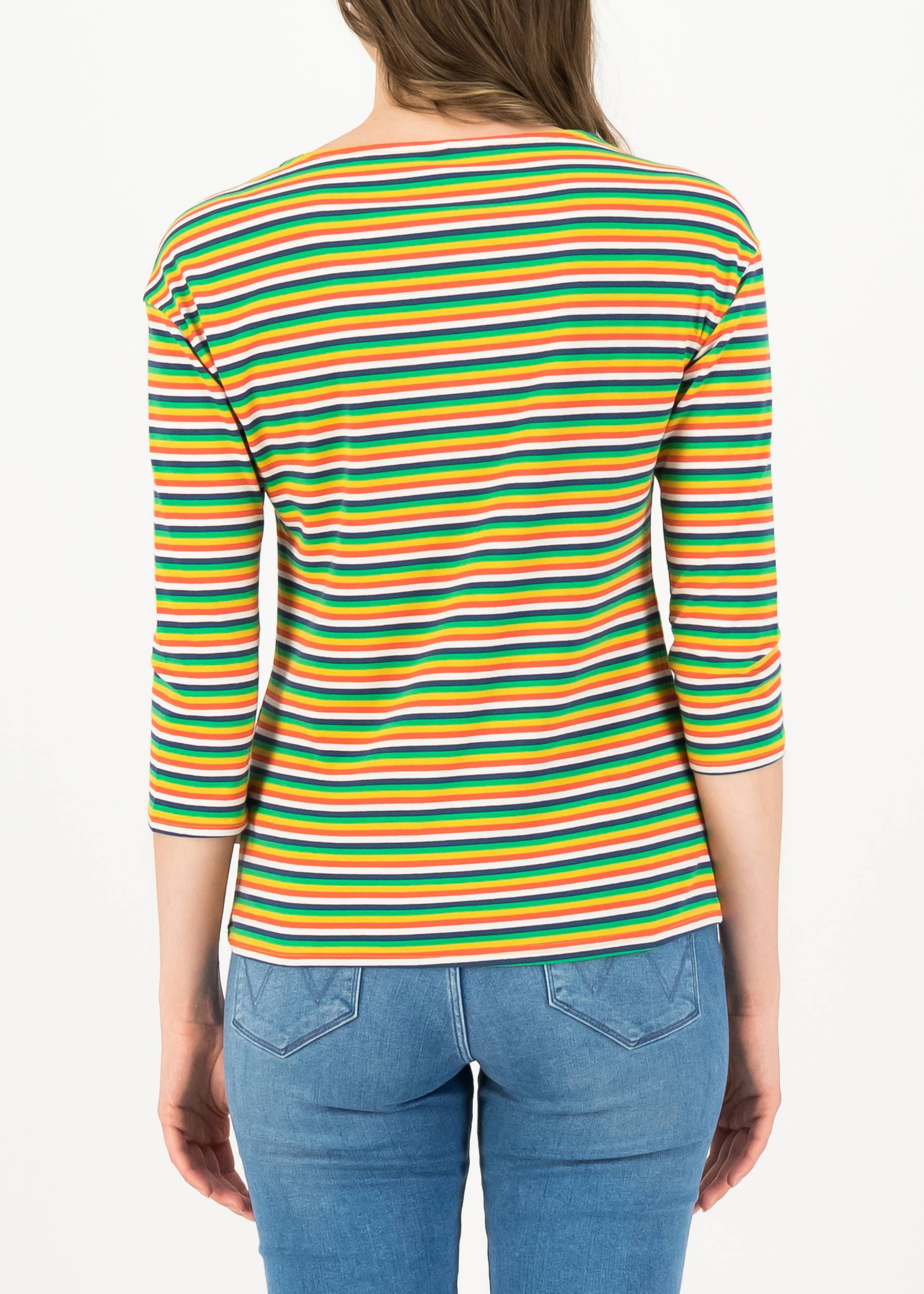 logo stripe 3/4 arm shirt, rainbow tiny stripe, Shirts, Blau