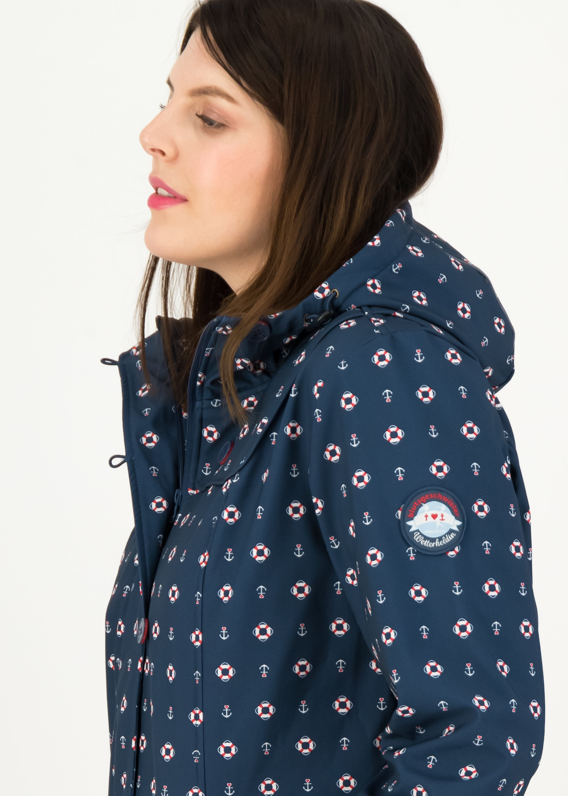 Softshelljacke wild weather long anorak, anchor hope love, Jacken & M&auml;ntel, Blau