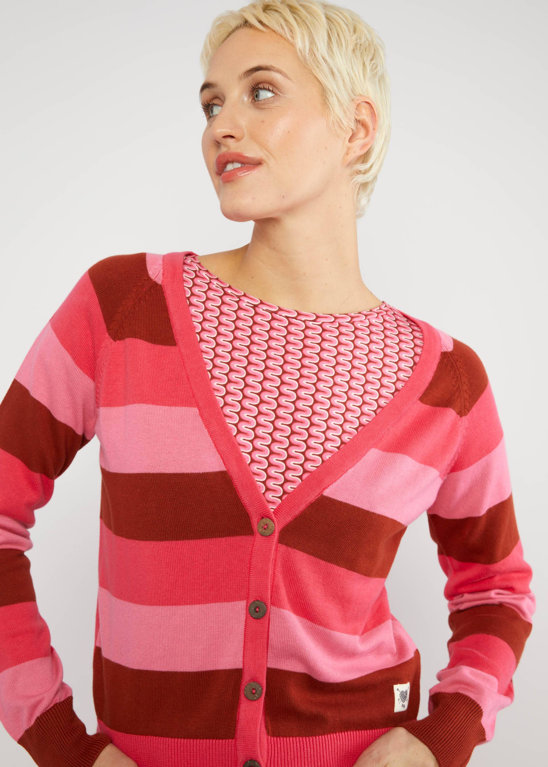 Cardigan Bright Side of Life, red flirty stripes, Cardigans, Red