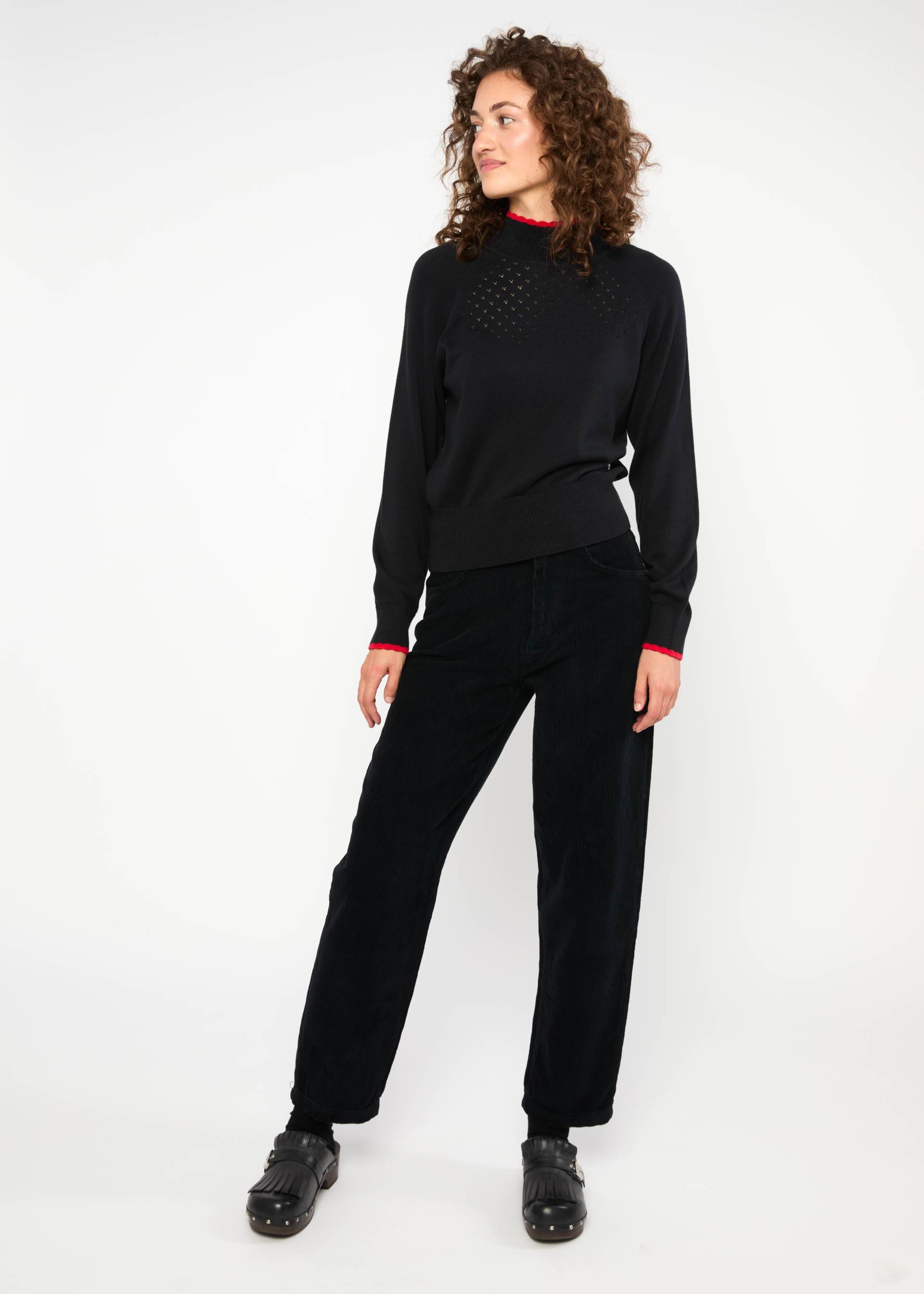 Cordhose High Waist Olotte, black corduroy, Hosen, Schwarz