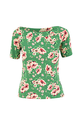 T-Shirt carmelita, floral florida, Tops, Green