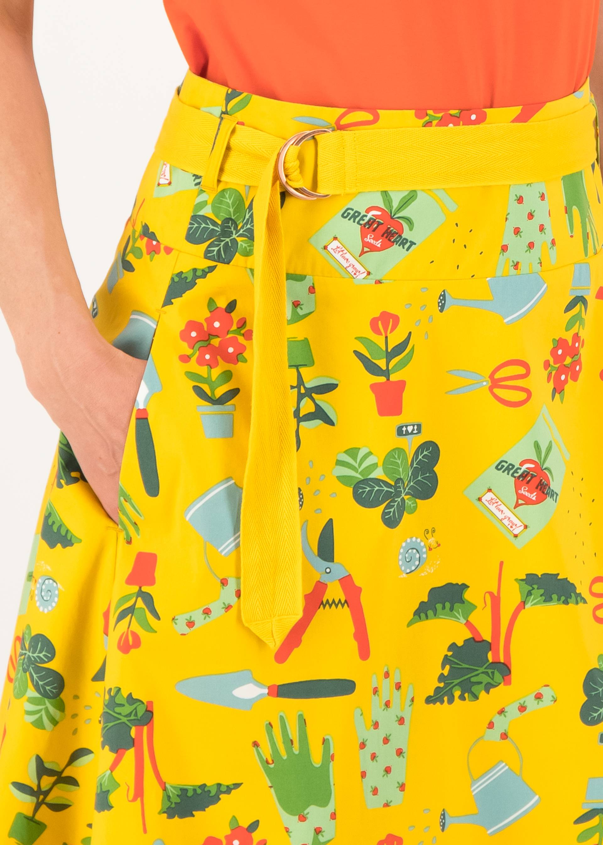 Circle Skirt bonjour le jardin, let love grow, Skirts, Yellow