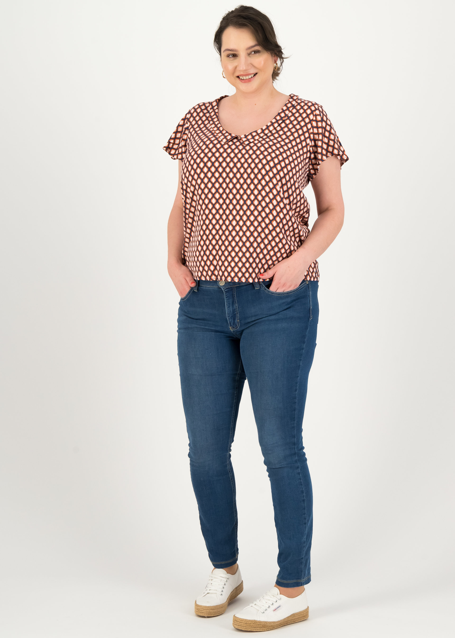 Short sleeve blouse feed the birds, om shanti, Blouses & Tunics, Blue