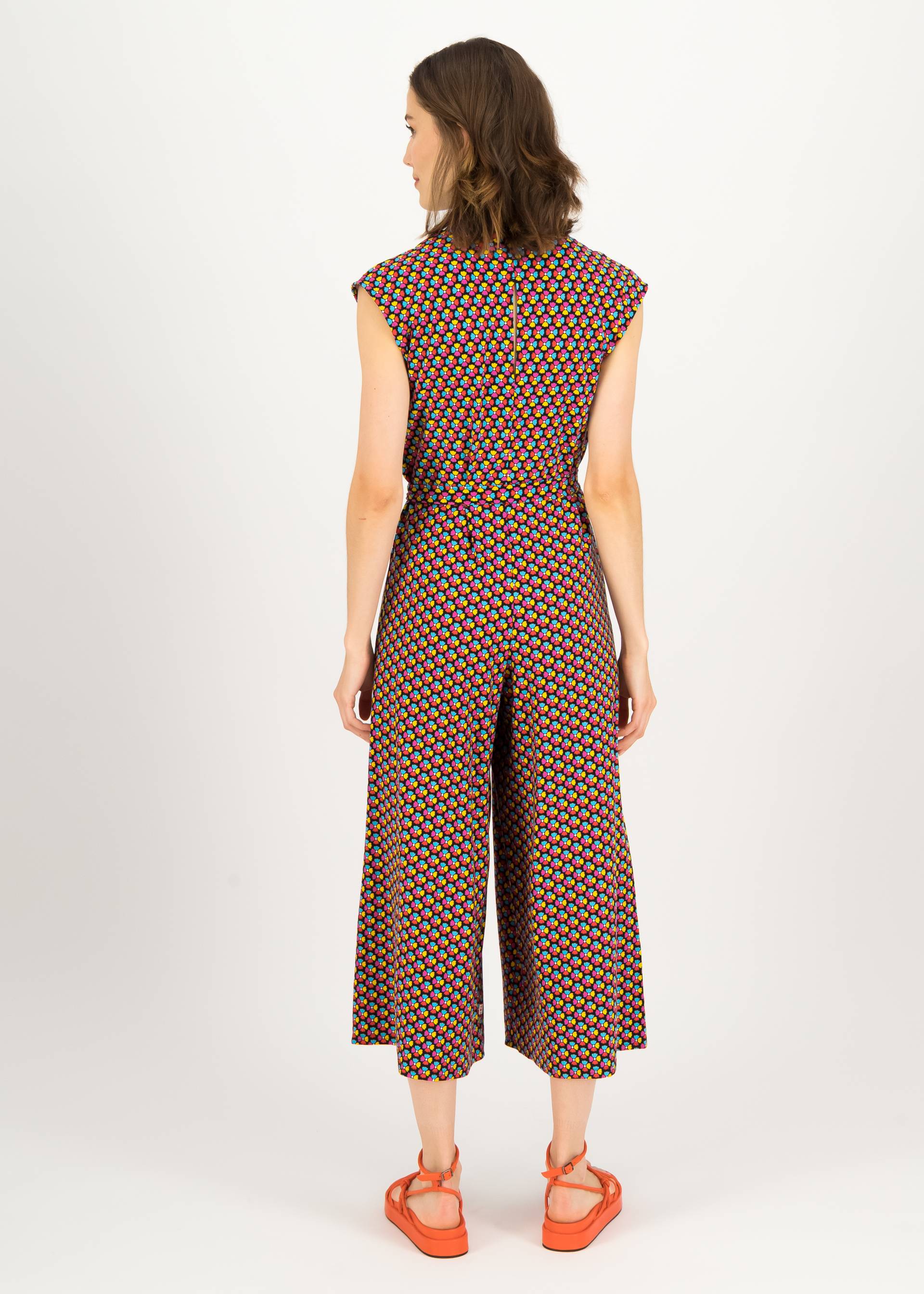 Jumpsuit Hello Fritjes Culotte, fleurs dansantes, Trousers, Black