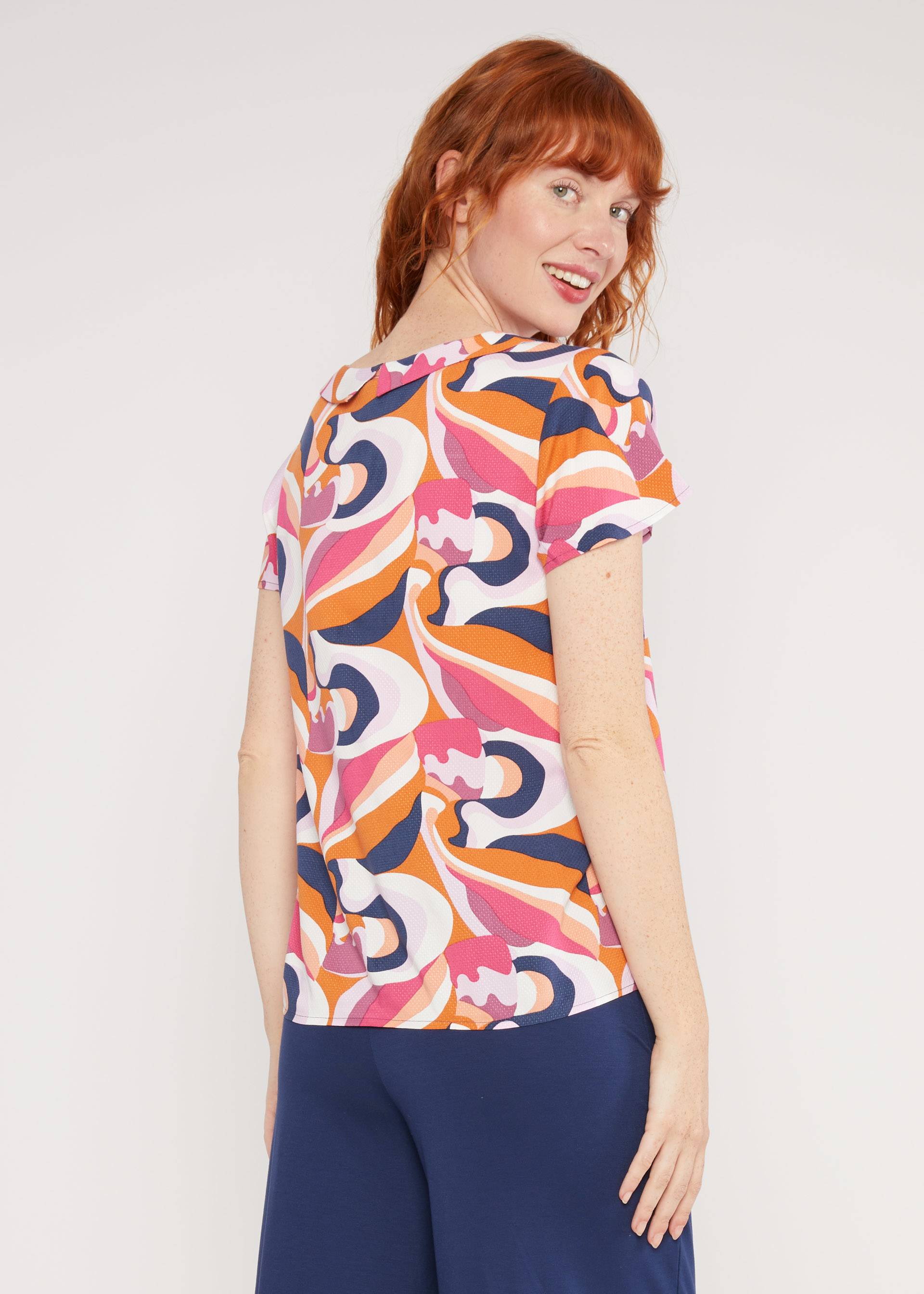 Sommerbluse Feed the Birds, romantic colour waves, Blusen & Tuniken, Blau