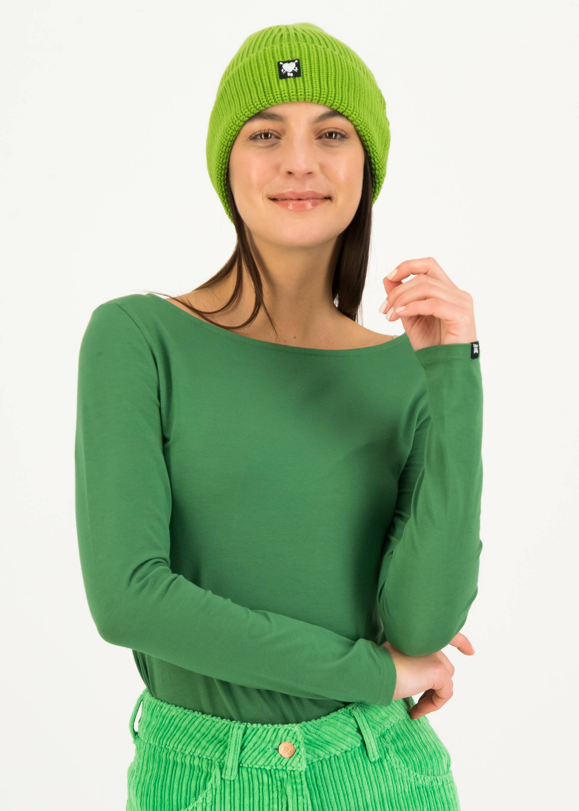 Knitted Hat Beanie Queen, lovely frog green knit, Accessoires, Green