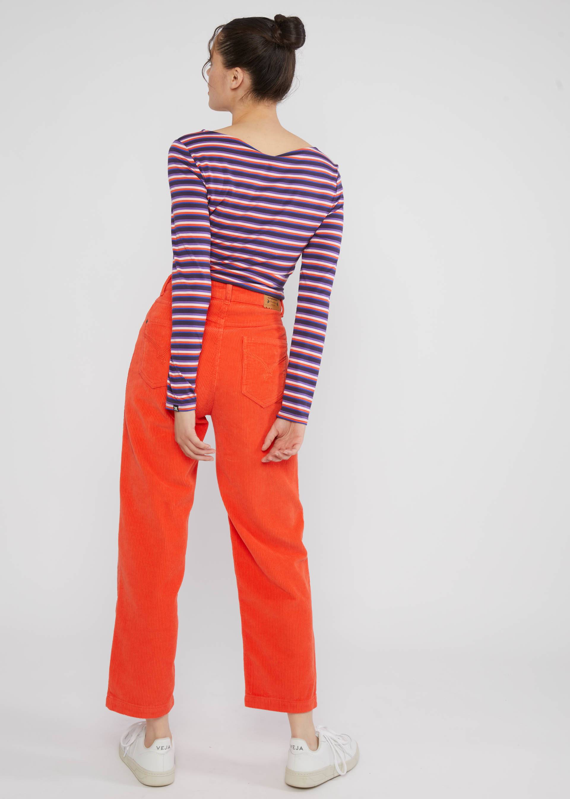 Corduroy Pants High Waist Olotte, rusty rose, Trousers, Orange