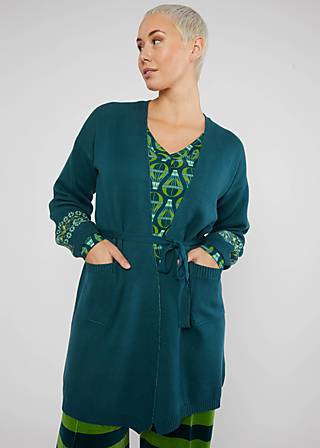 Long Cardigan Nordic Wrapper, bleu pétrol, Knitted Jumpers & Cardigans, Green