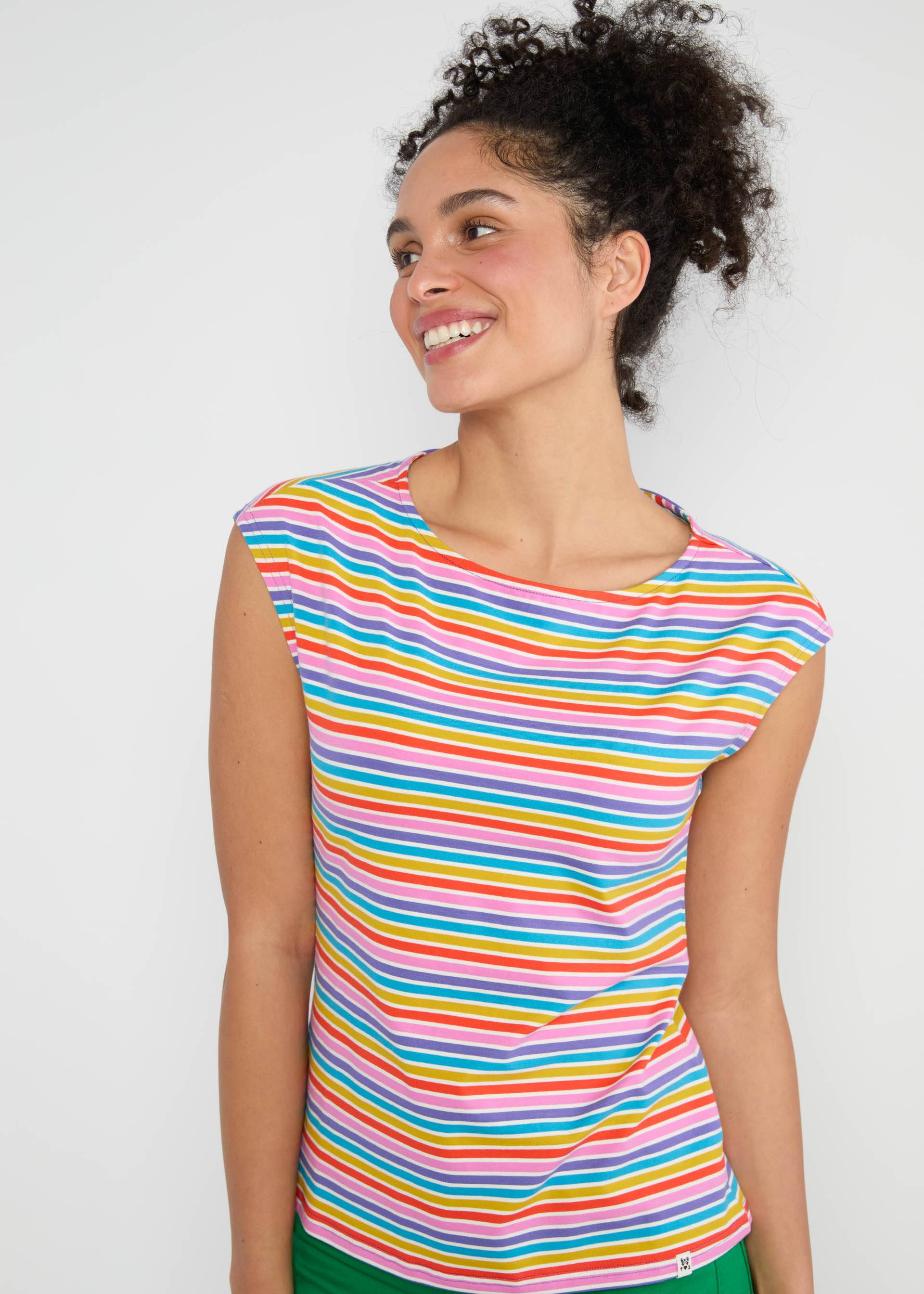 Top Boxy Babe, coral rainbow stripes, Shirts, Lila