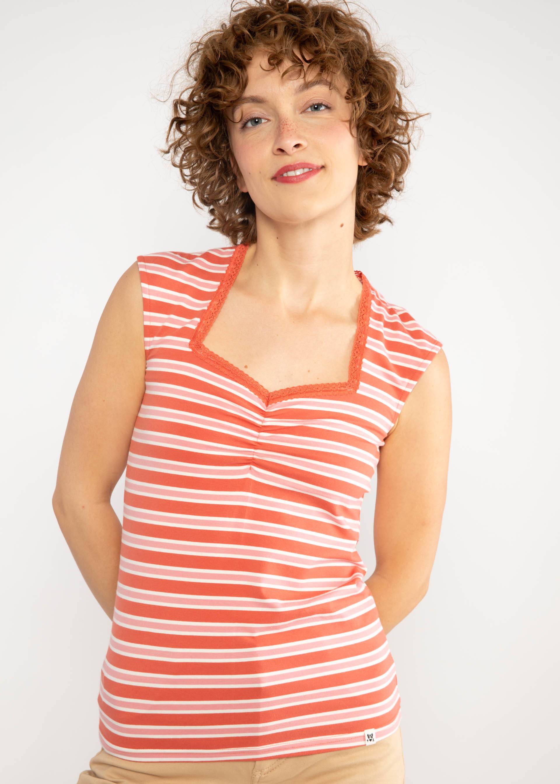 Sommer Top Let Romance Rule, caravan stripes red, Shirts, Rot