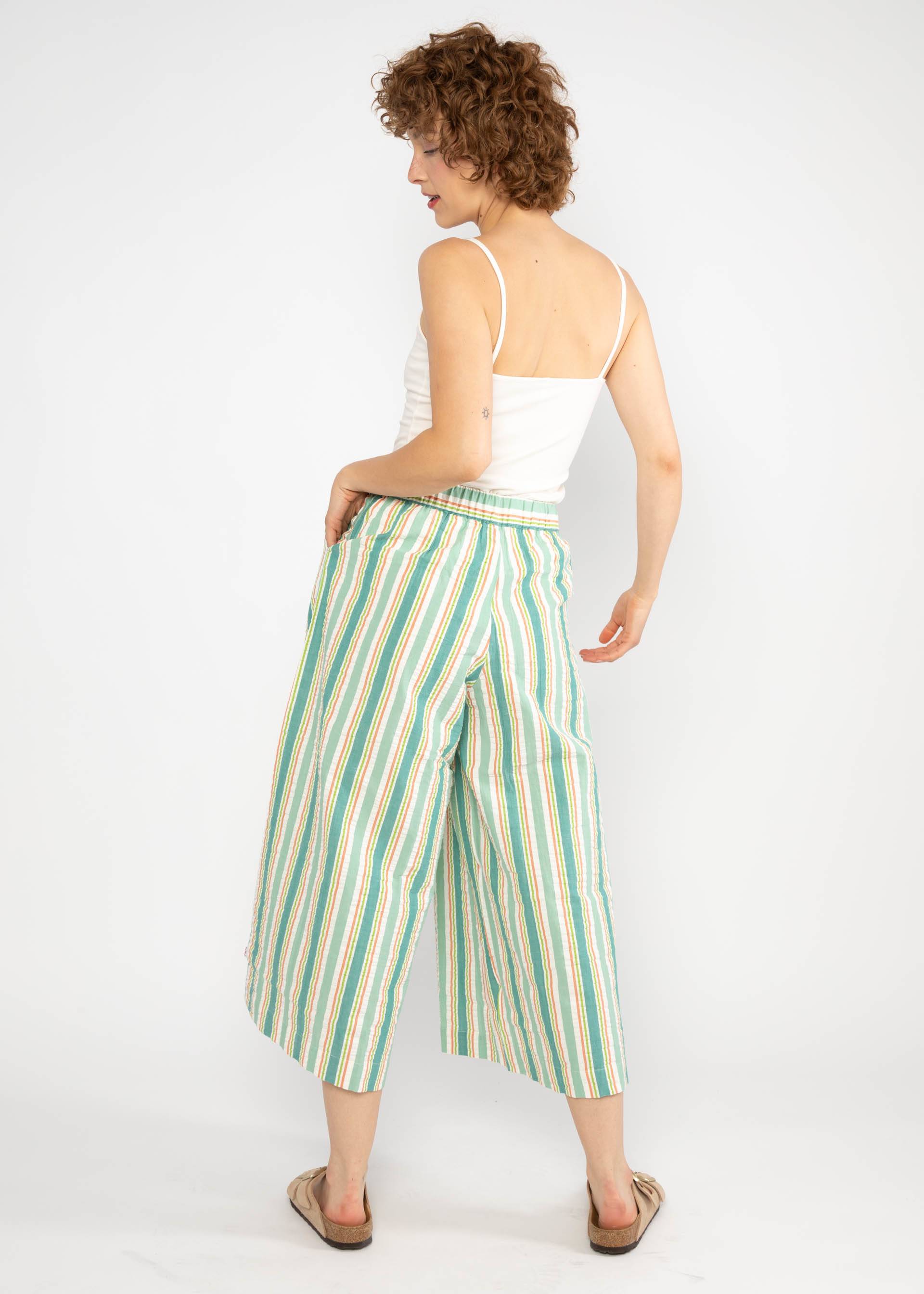 Summer Pants Style Traveller, awing stripes, Trousers, Green