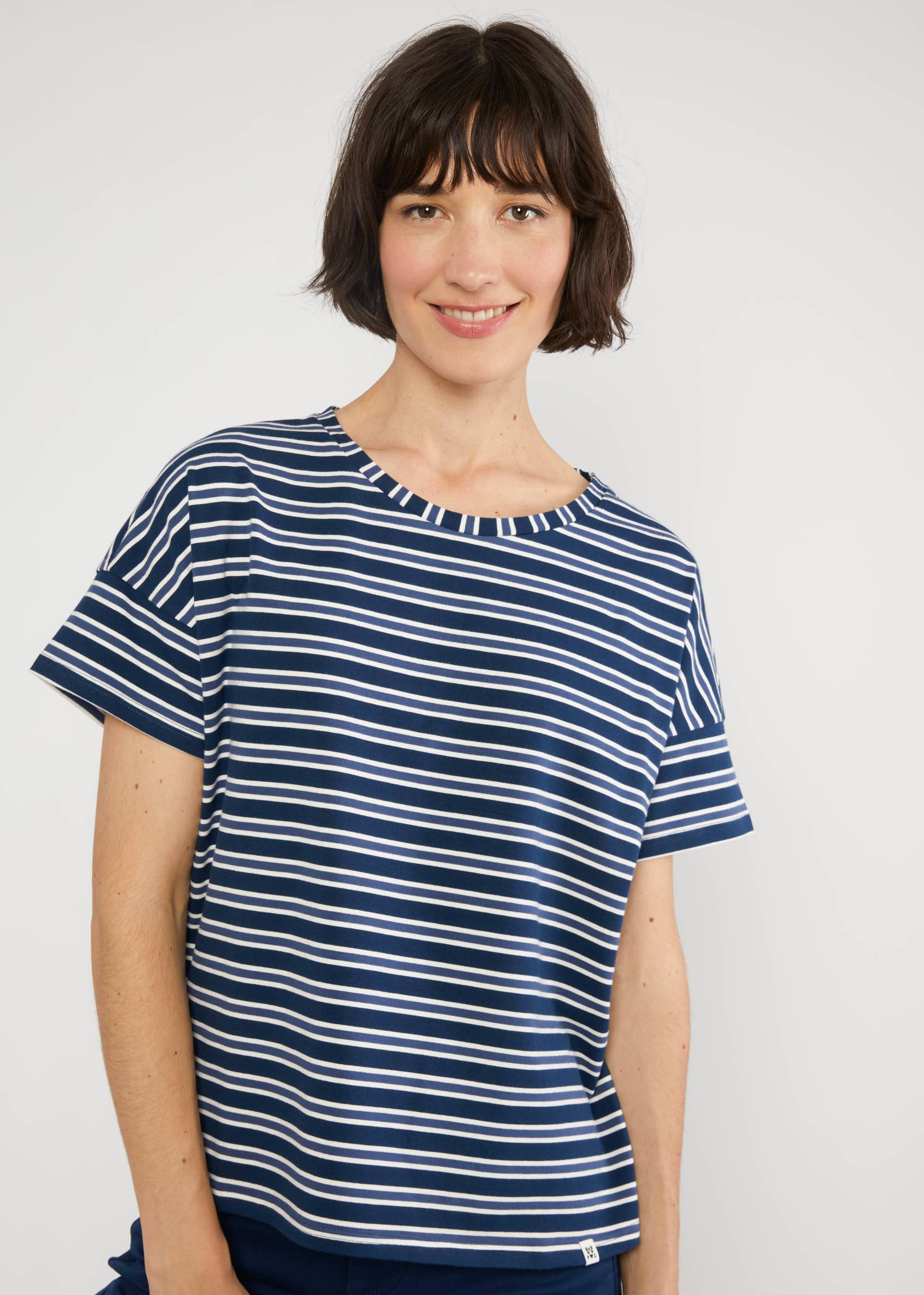 T-Shirt The Generous One, caravan stripes blue, Shirts, Blau