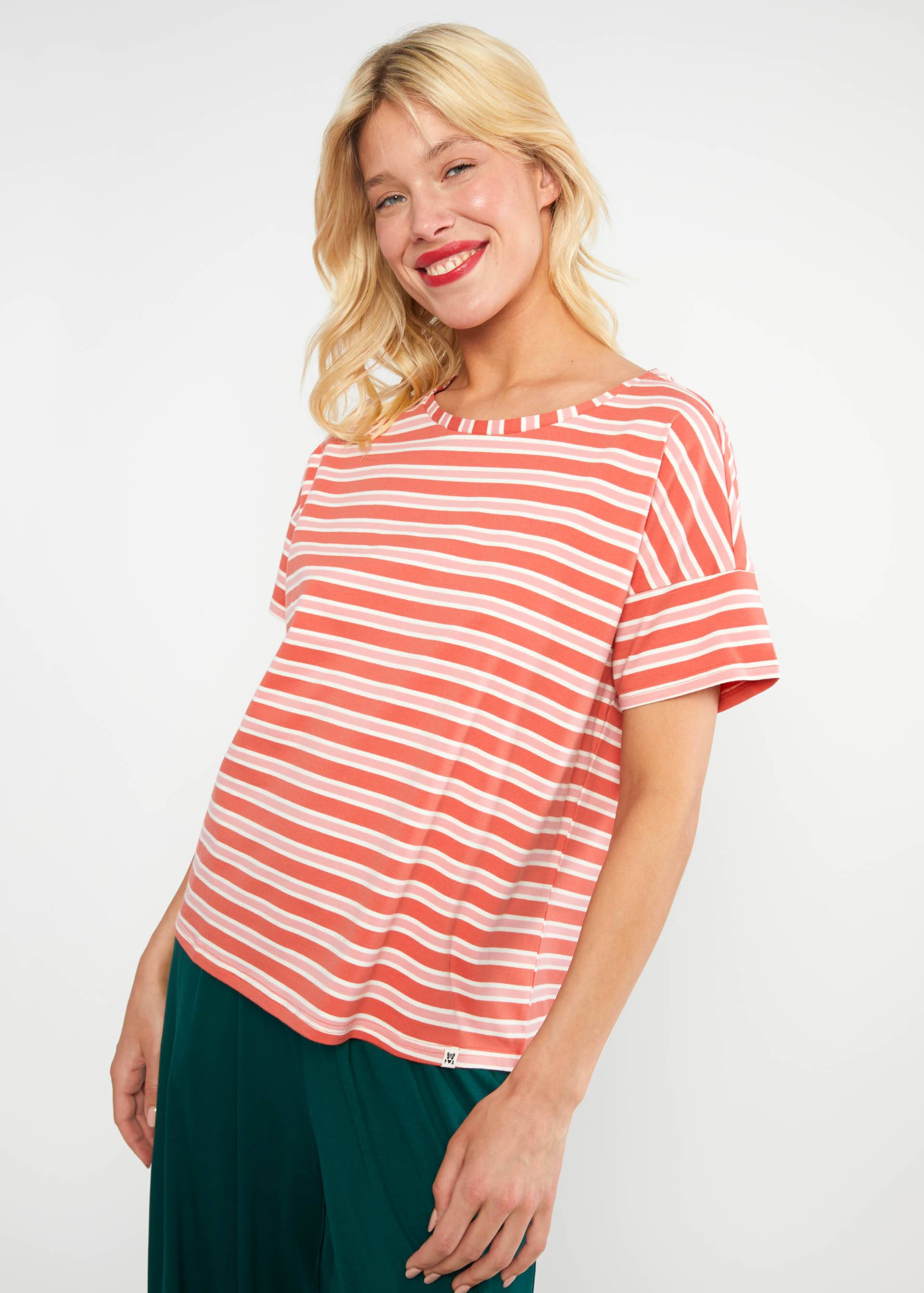 T-Shirt The Generous One, caravan stripes red, Shirts, Rot
