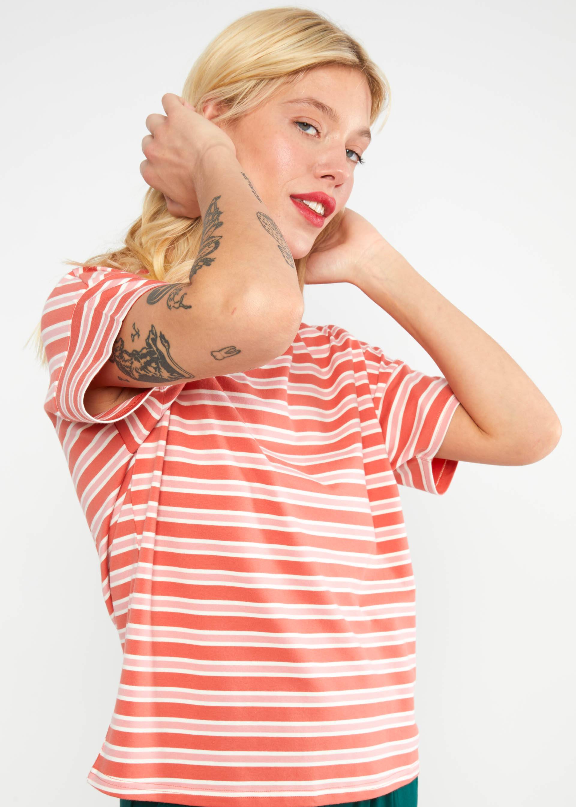 T-Shirt The Generous One, caravan stripes red, Shirts, Rot