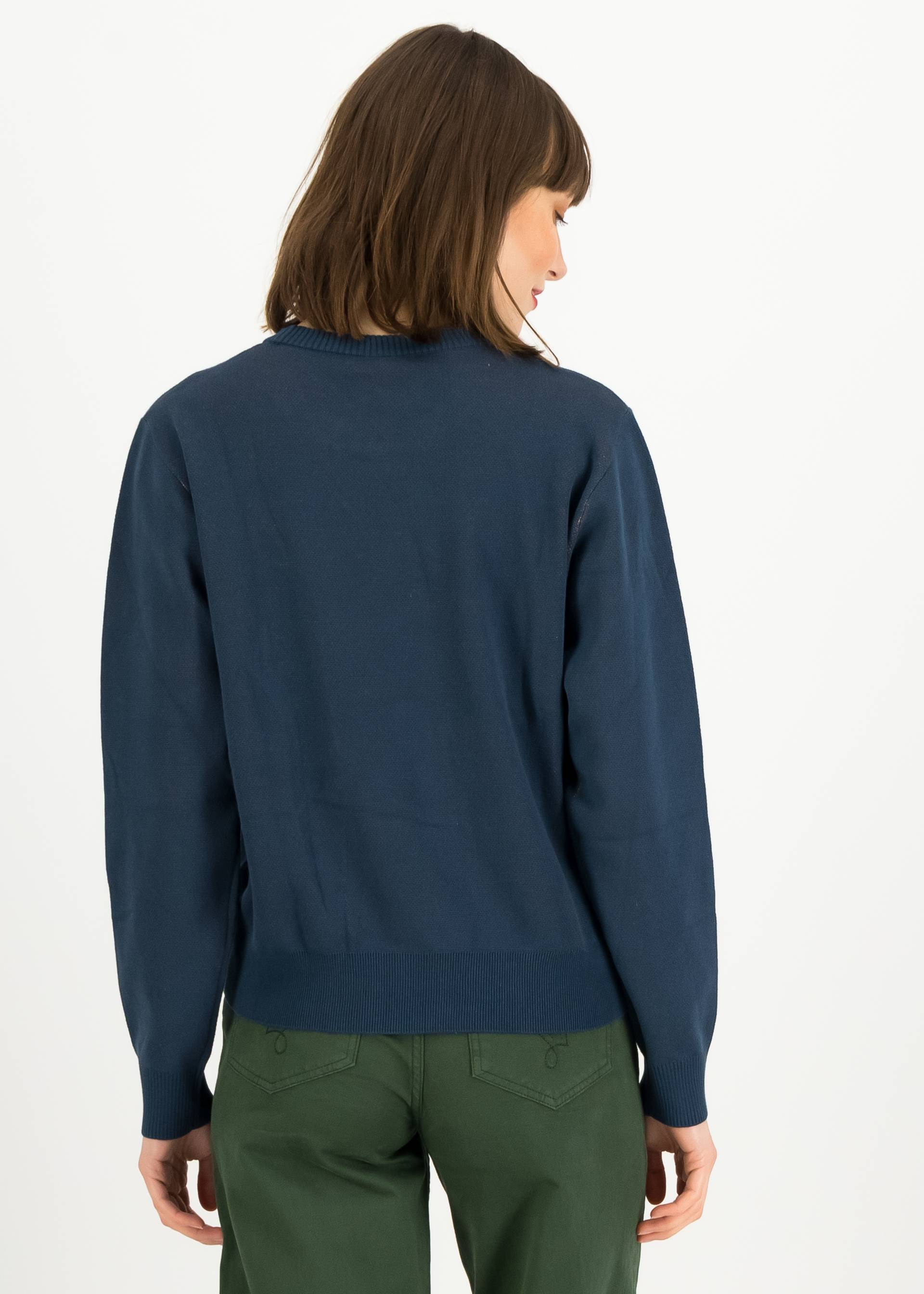 Strickpullover Cosy Storyteller, escape into the mountains, Strickpullover, Blau