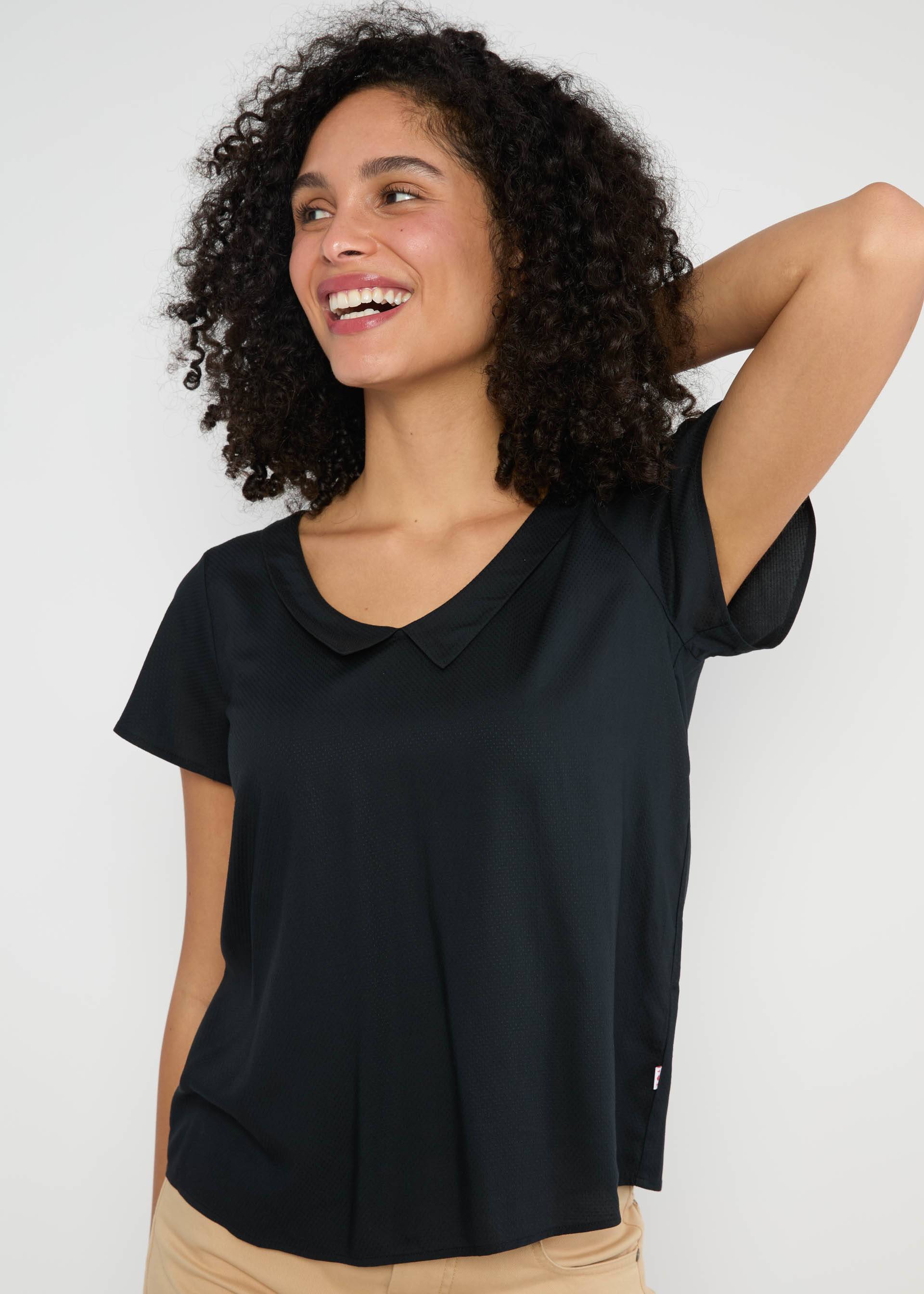 Sommerbluse Feed the Birds, black brush, Blusen & Tuniken, Schwarz