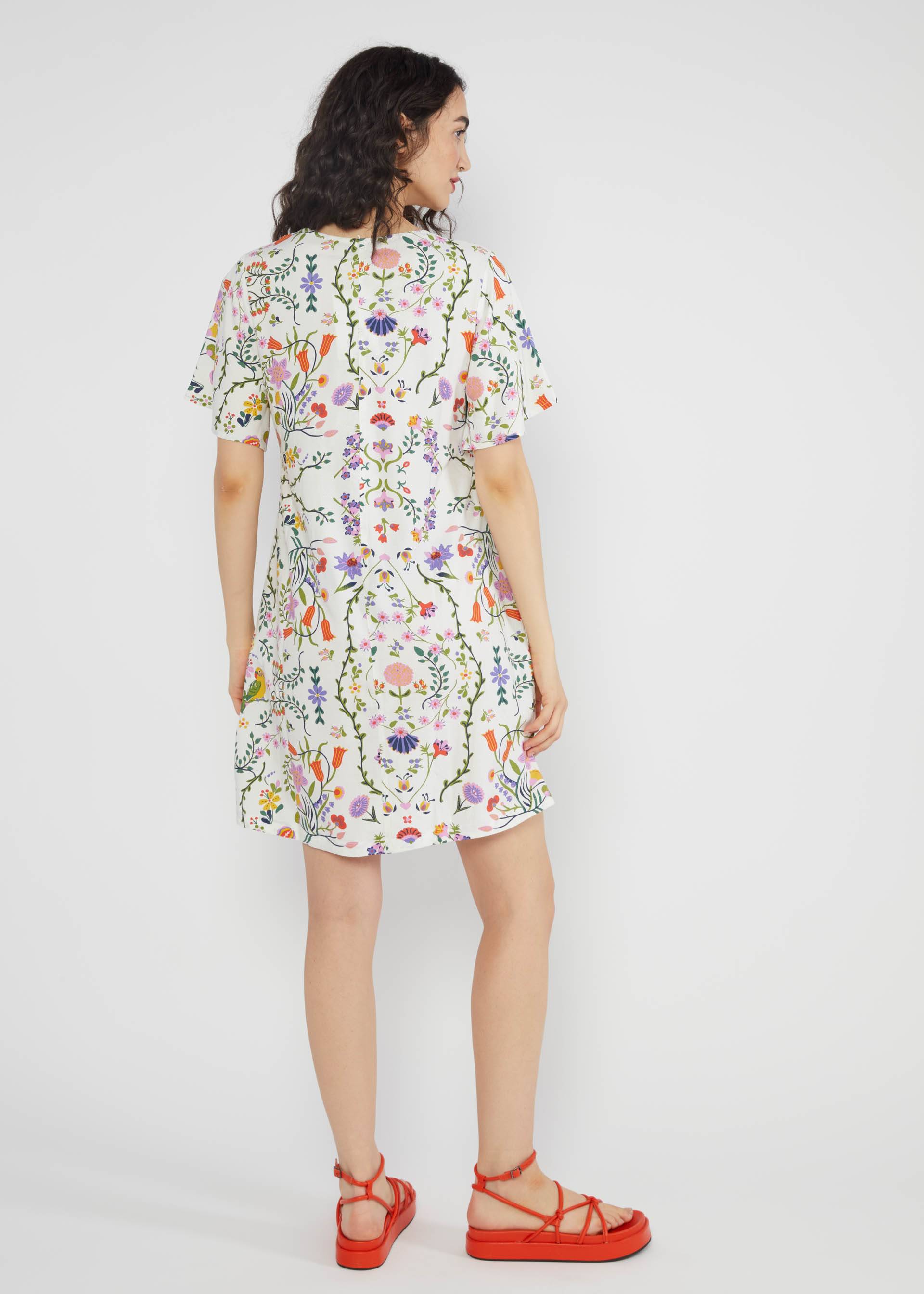 Minikleid Kaftan Wings, flower sun and moon, Kleider, Weiß