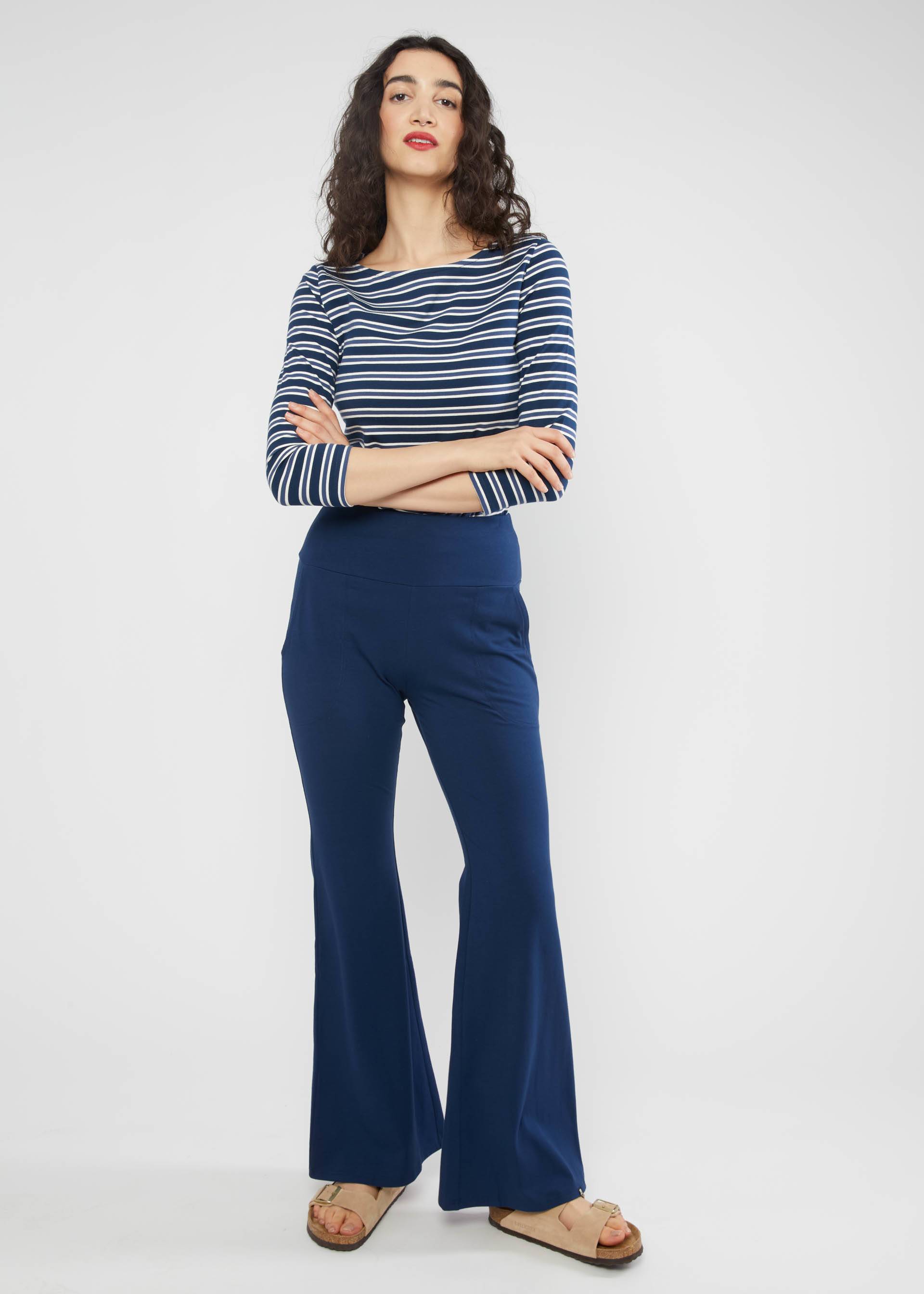 Sommerhose Logo Easy Flared, dark ultramarine blue, Hosen, Blau