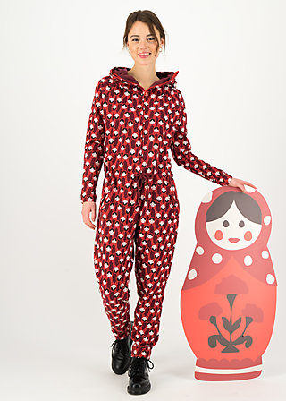 Jumpsuit cozy cocoon, rolling ruschka, Trousers, Red