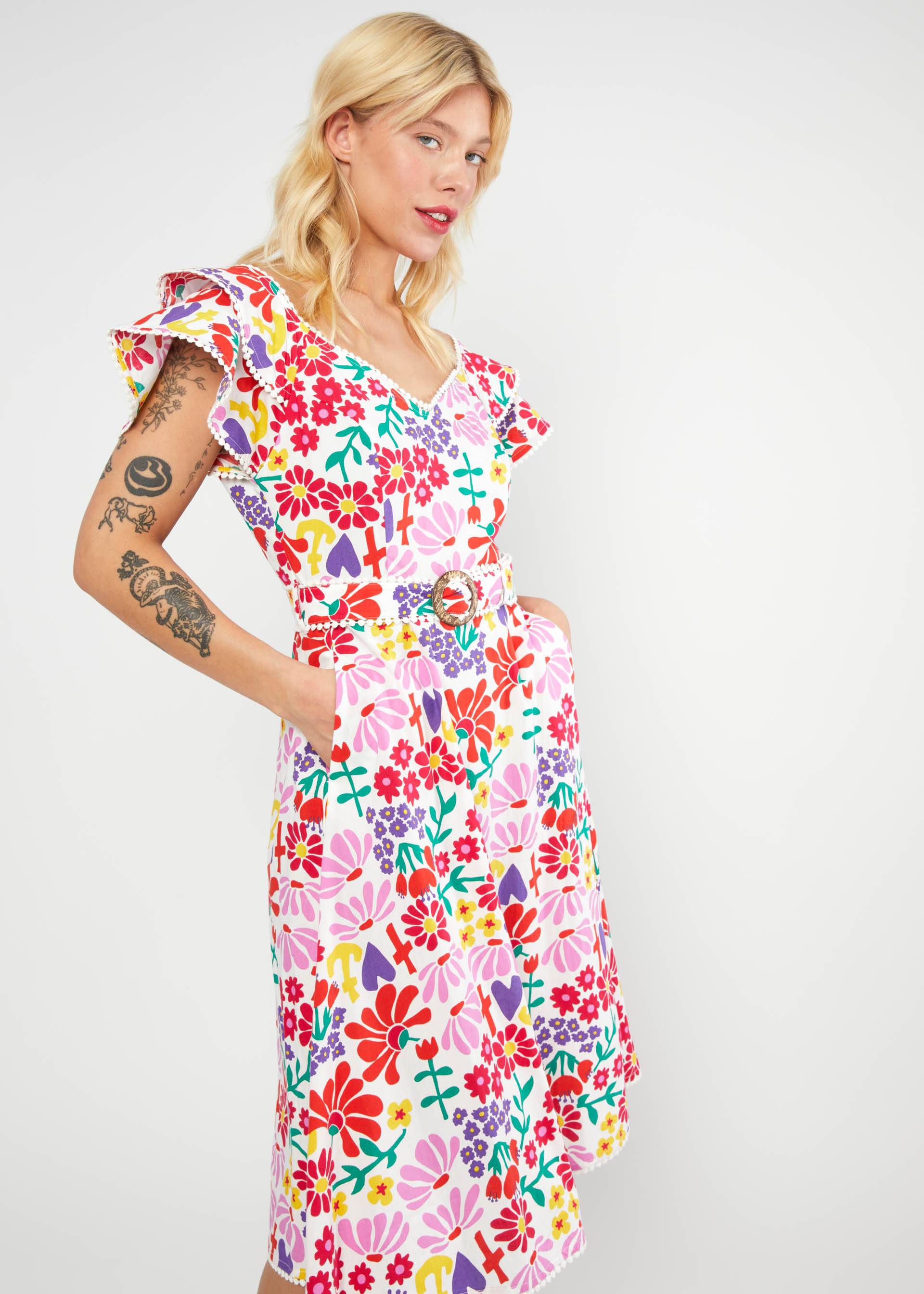 Festliches Kleid Falbala Festival, flower market, Kleider, Weiß