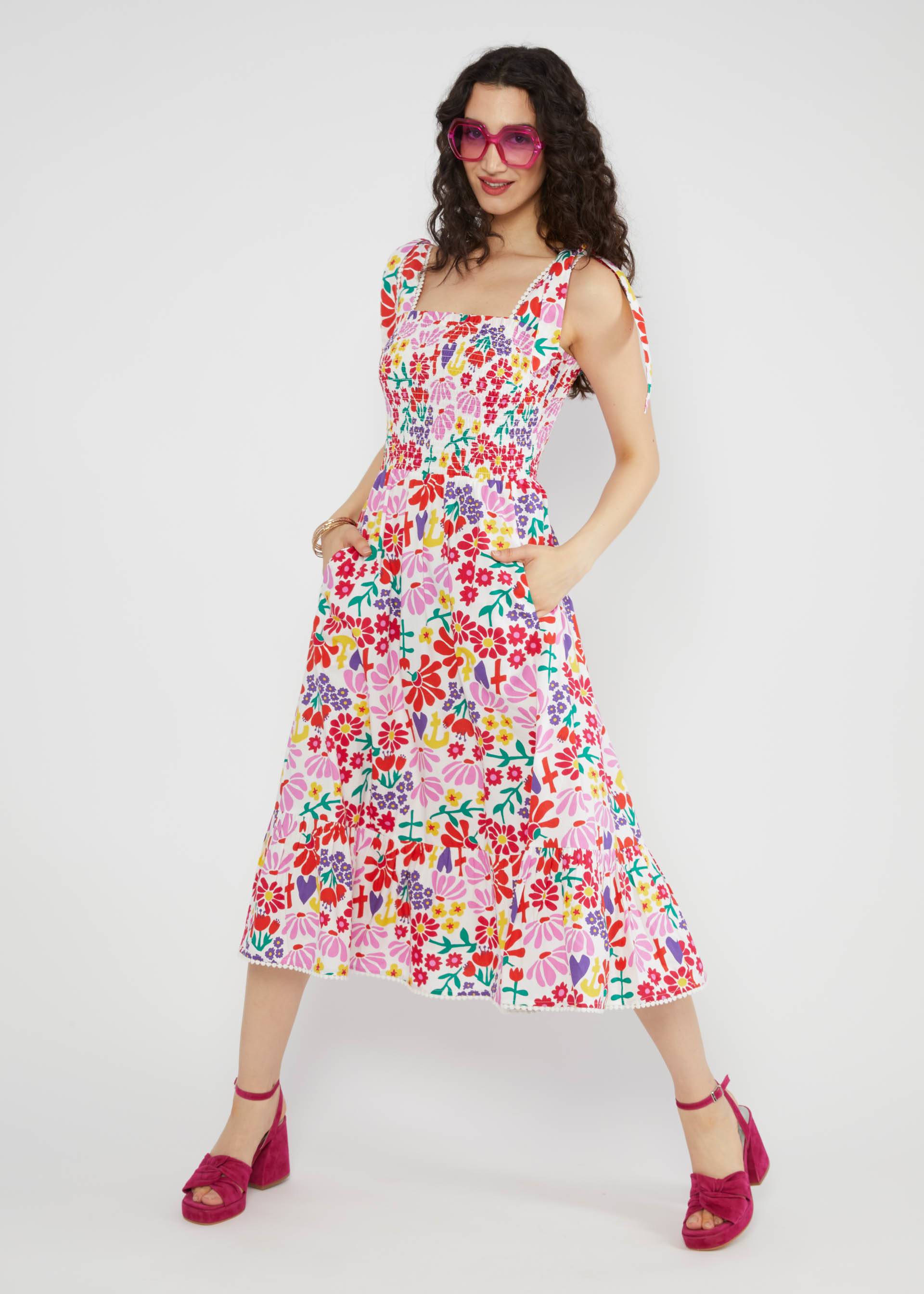 Midikleid Flowerchild, flower market, Kleider, Weiß