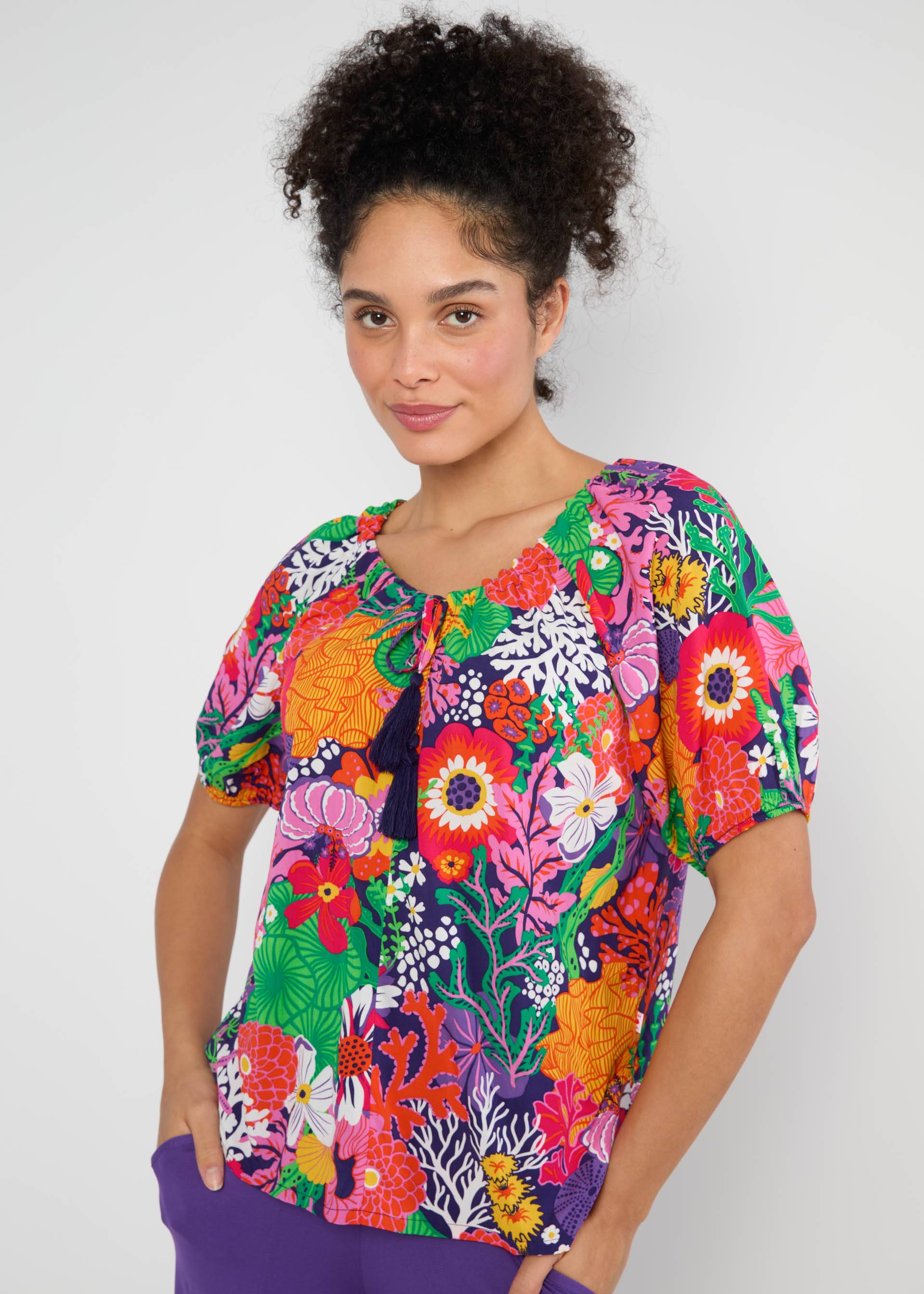 Sommerbluse Magic Maiden, coral flower, Shirts, Lila