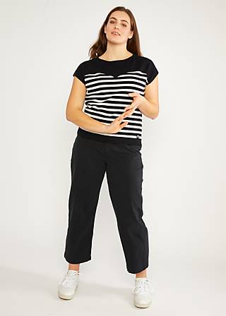 Knitted Top New Wave Pinup, inky black stripe, Tops, Black