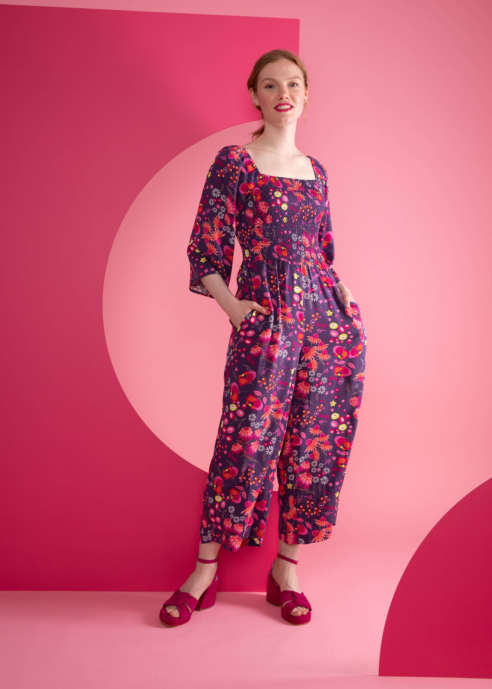 Jumpsuit Smok around the Clock, eternal blooming love, Trousers, Purple