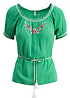 bees and birds, smaragd crepe, Blouses & Tunics, Green