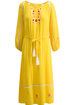 Midi Dress bohemian beauty, sunflower crepe, Dresses, Yellow