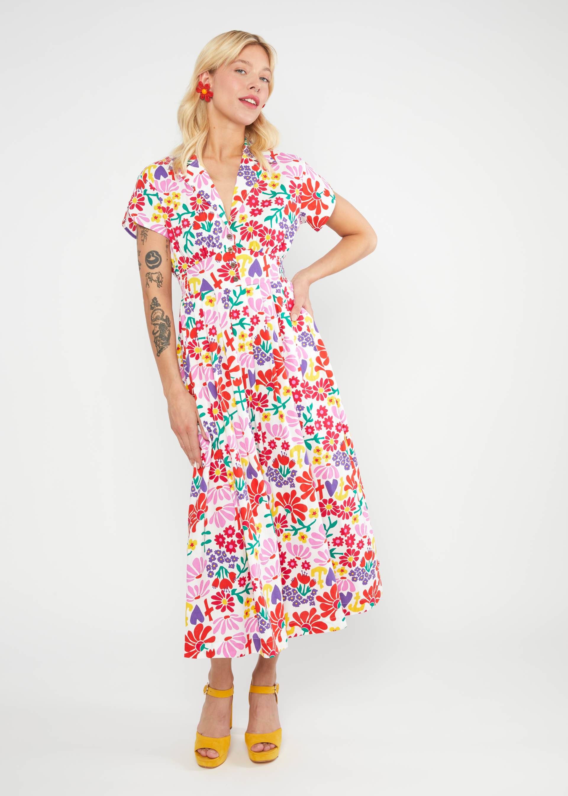 Midikleid Grand Opening, flower market, Kleider, Weiß