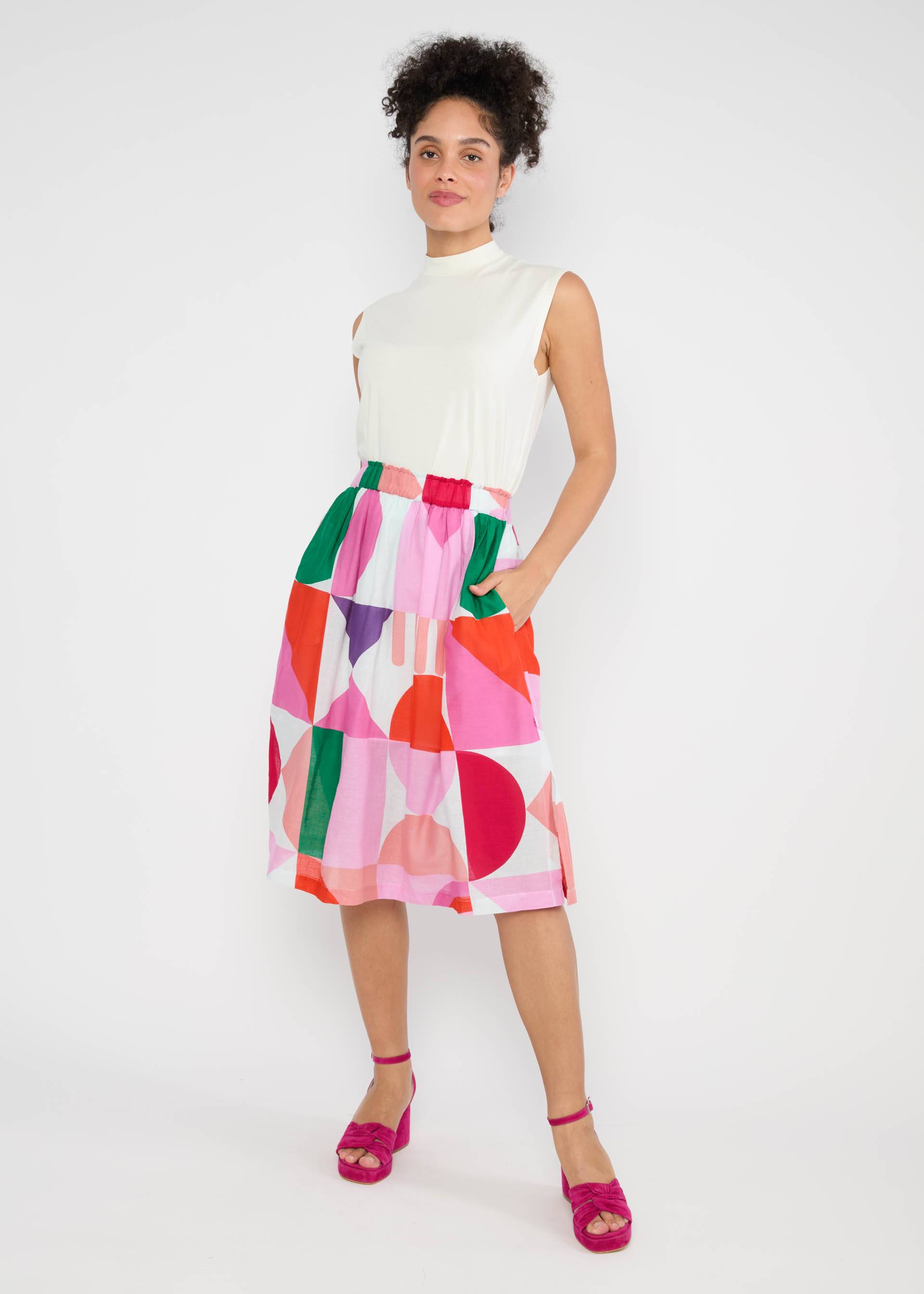 Summer Skirt Everyday Sunlight Mirage, dice has fallen, Skirts, White