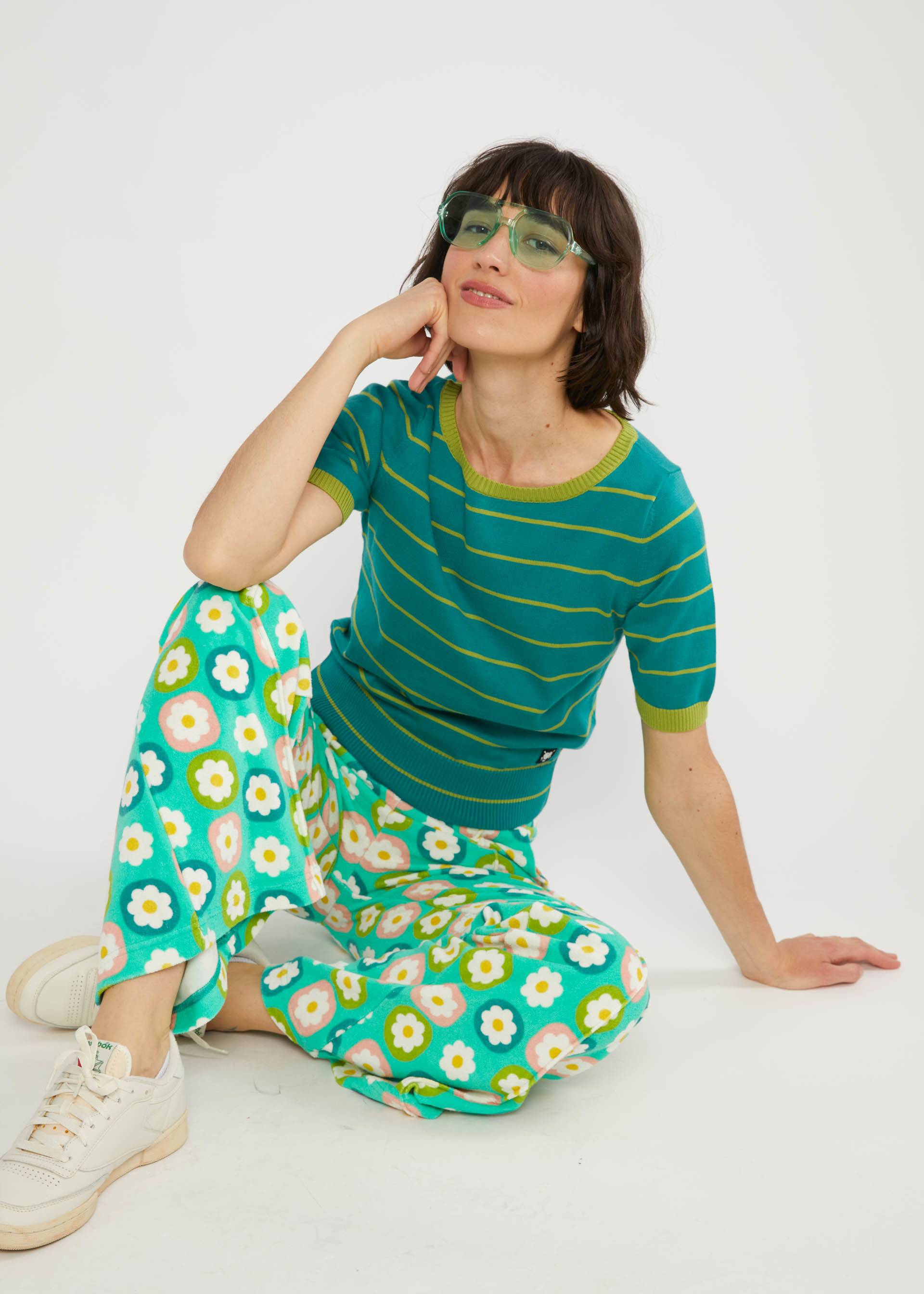 Slacks Bell Bottom Beauty, fresh spring blossom, Trousers, Green