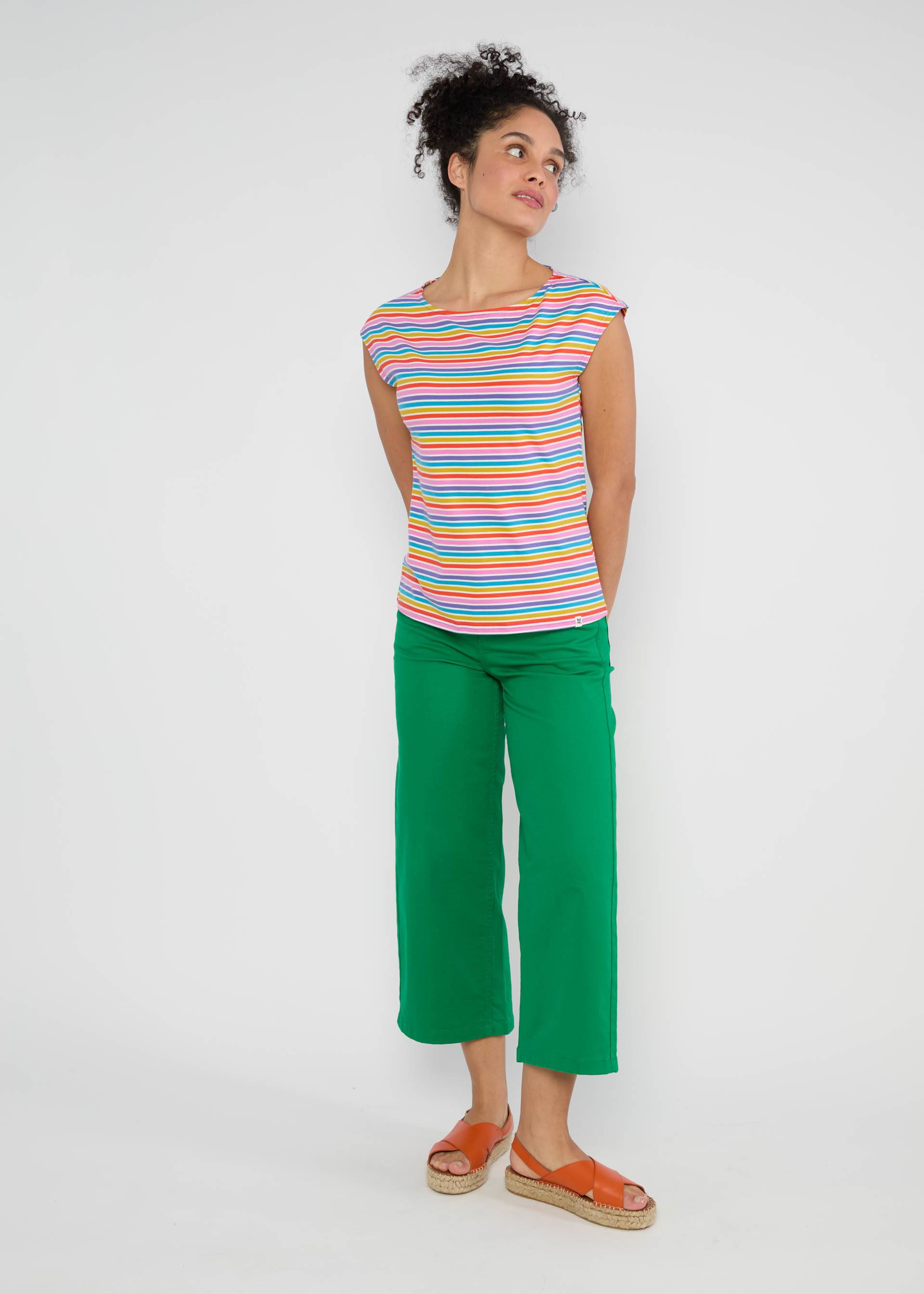 Top Boxy Babe, coral rainbow stripes, Shirts, Lila