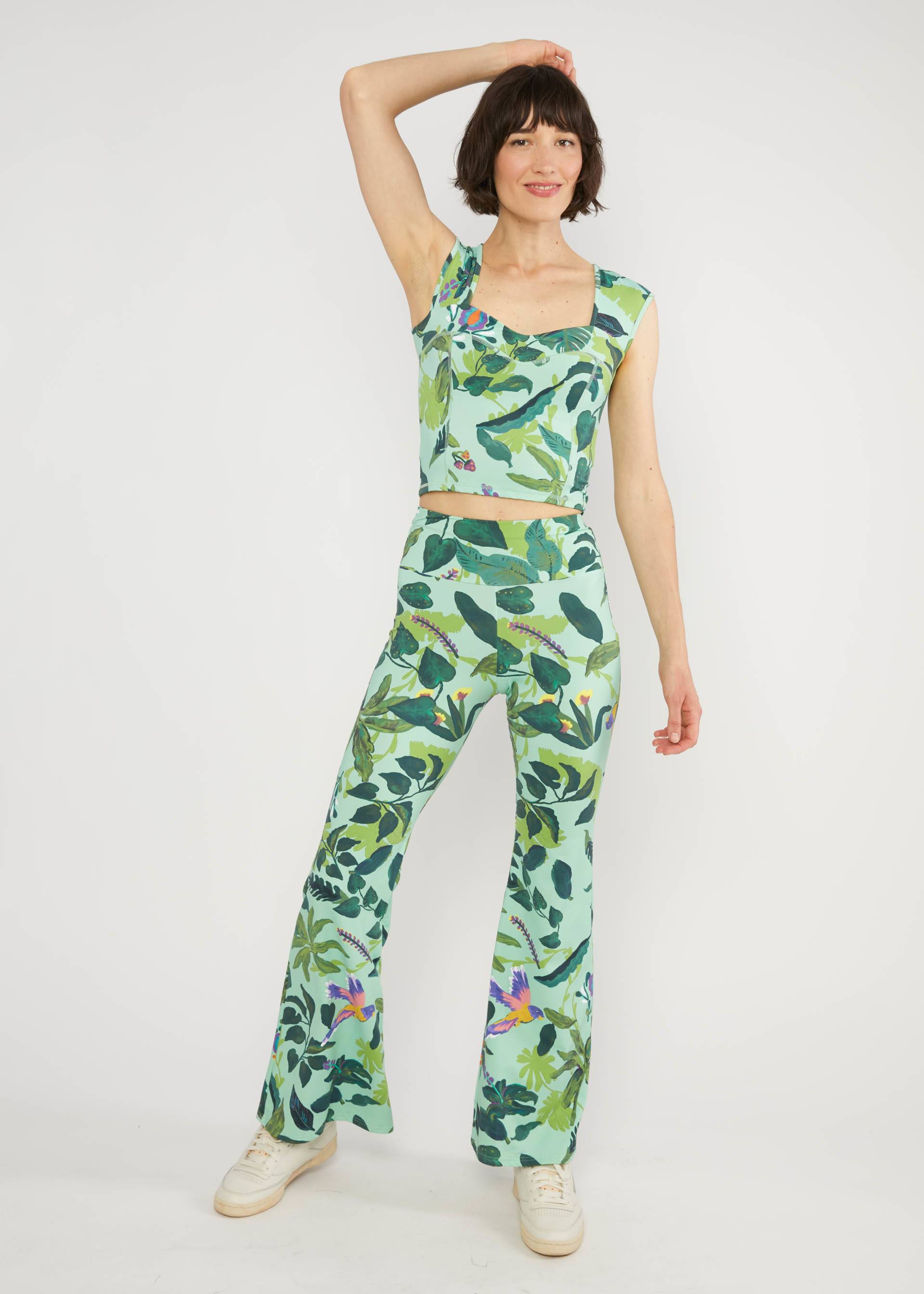 Flares Dancing Jazz, tropical feeling, Trousers, Green
