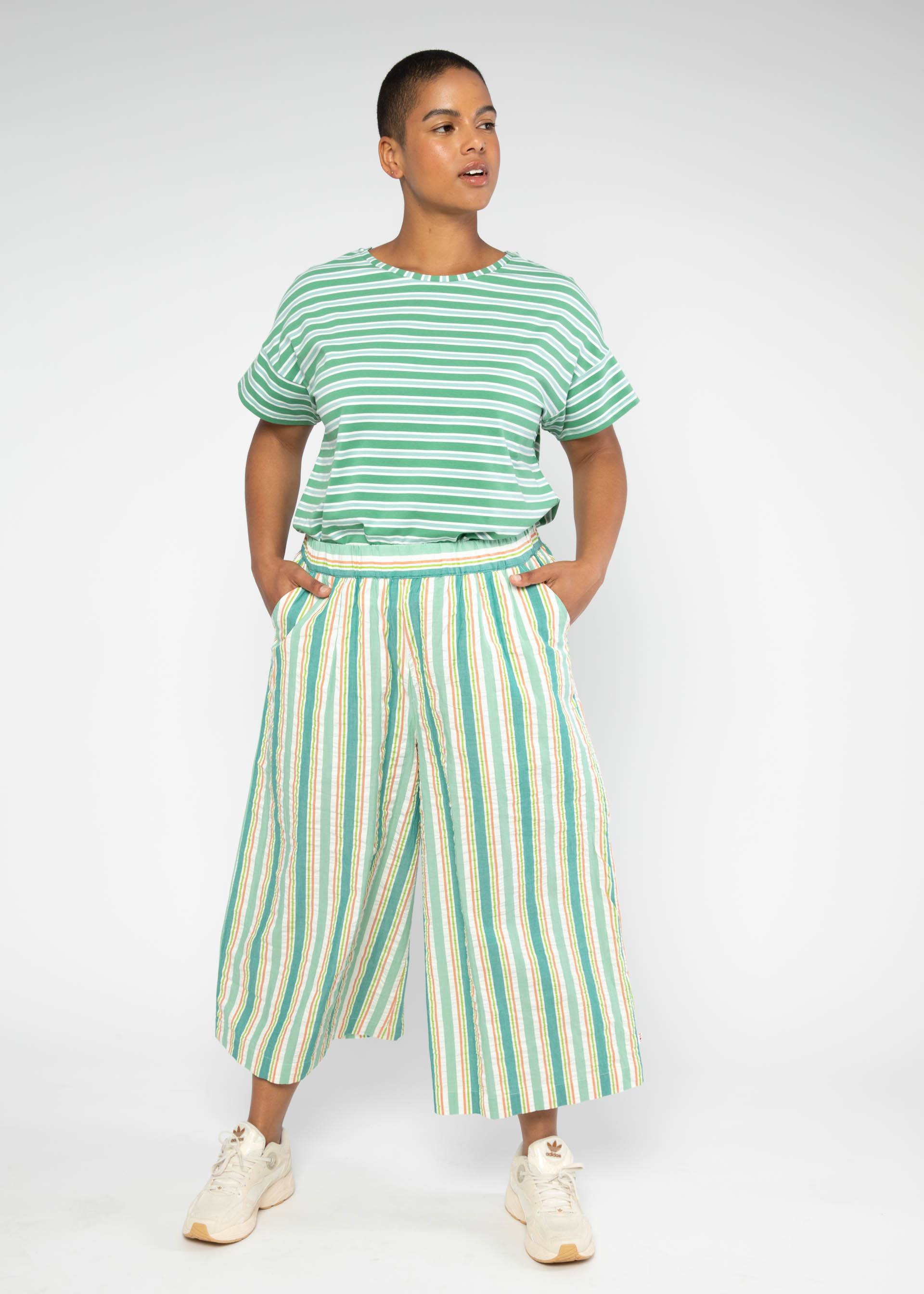 Summer Pants Style Traveller, awing stripes, Trousers, Green