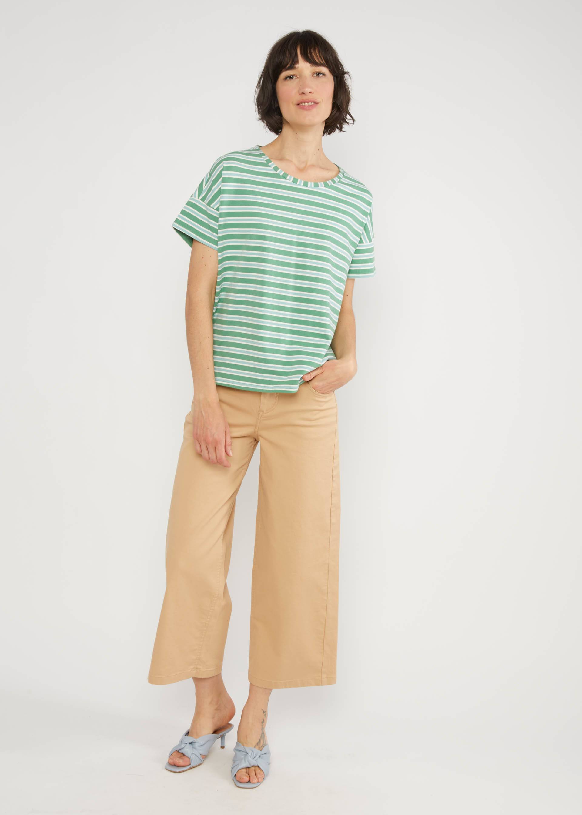 T-Shirt The Generous One, caravan stripes green, Shirts, Grün