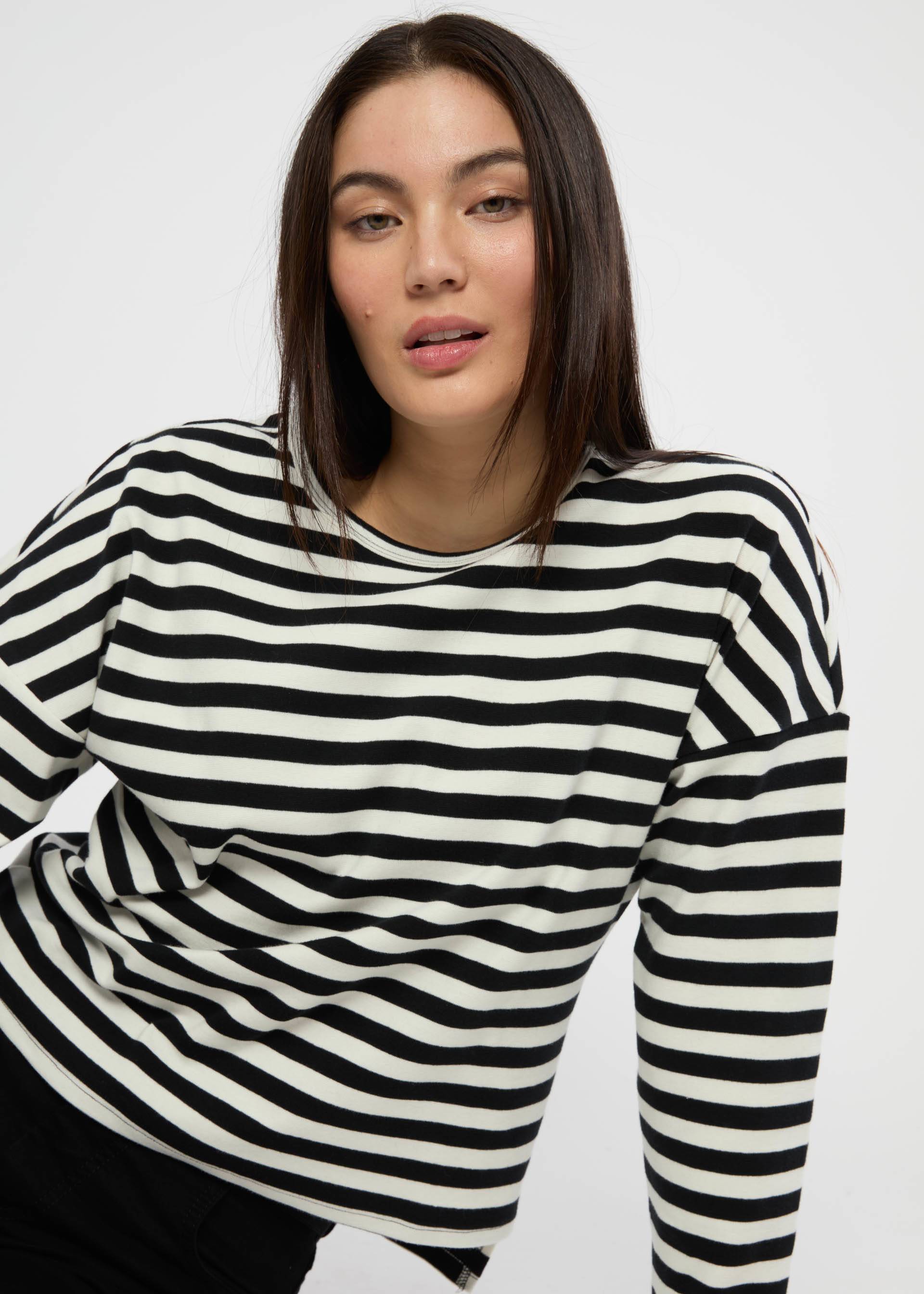 Longsleeve Stereo Rainbow Crew, wizardy black stripes, Shirts, Schwarz