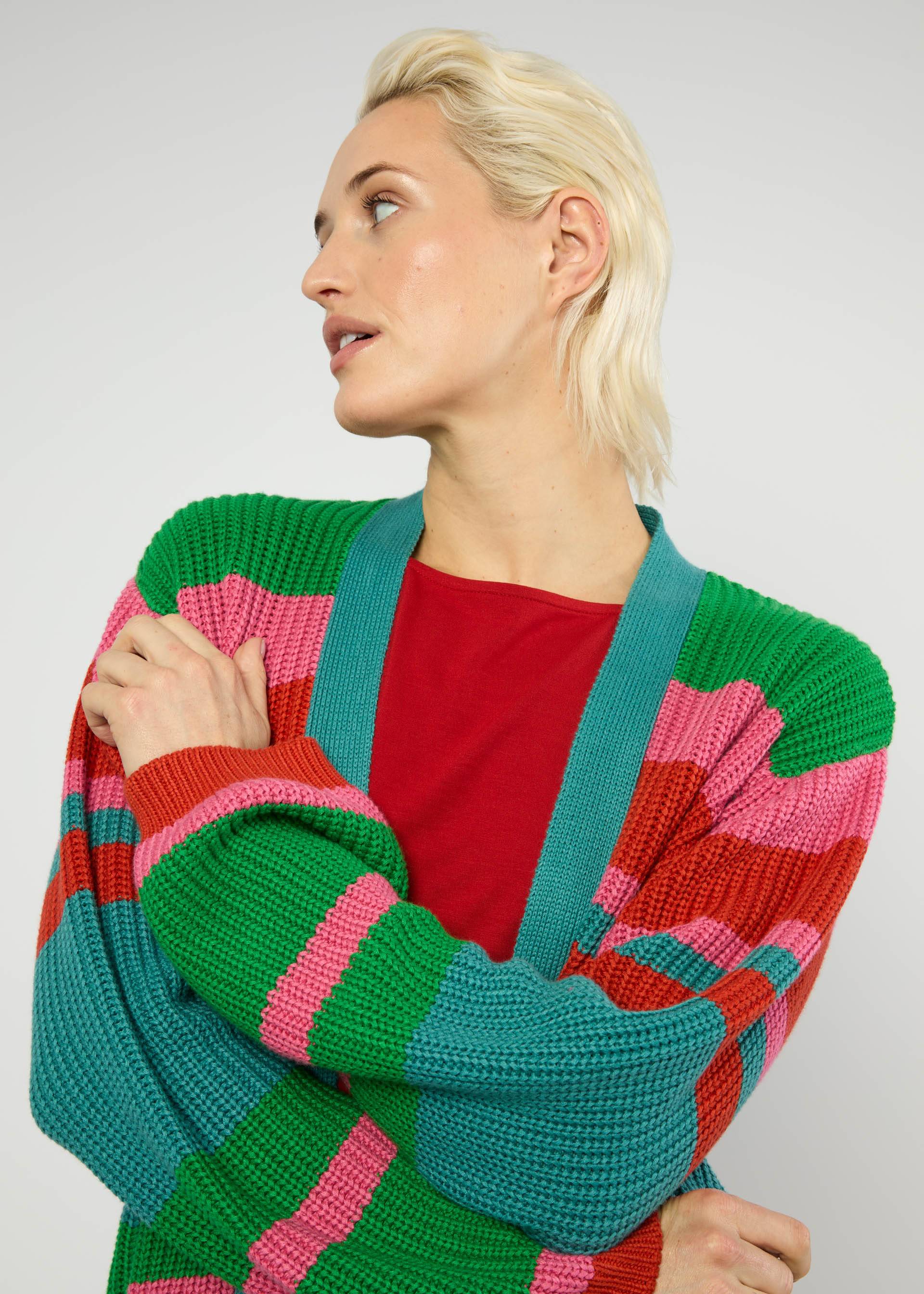 Cardigan Yes, we Cardy, winter colors stripe, Cardigans, Rot