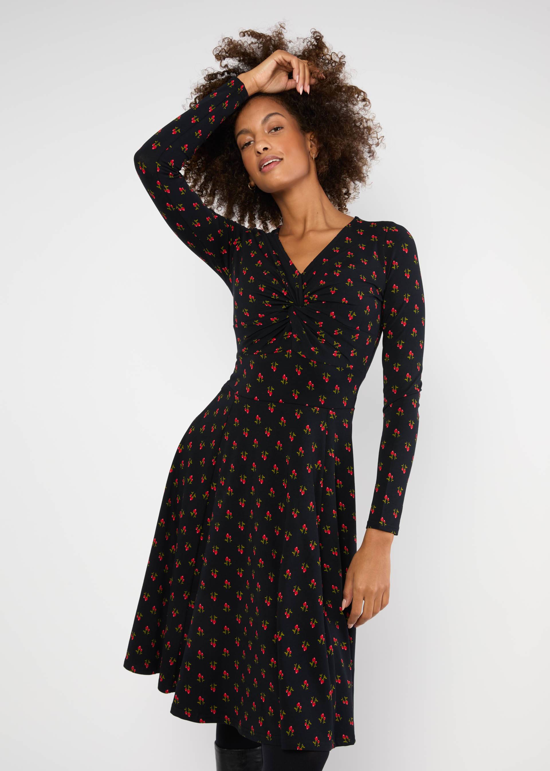 Jerseykleid Hot Knot, red rosehip, Kleider, Schwarz