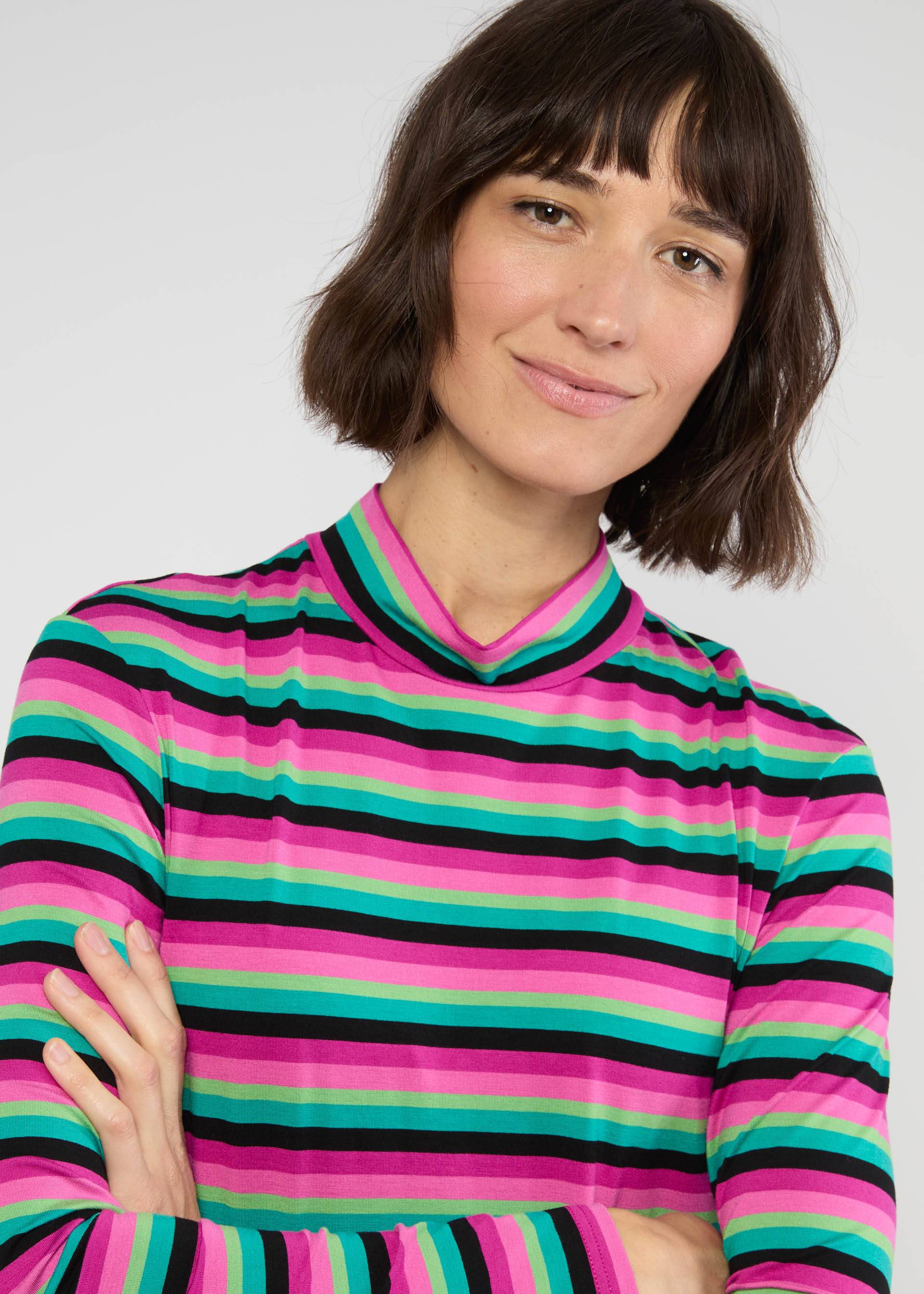 Breton shirt Lonely Lips Turtle, magical rainbow stripes, Tops, Black