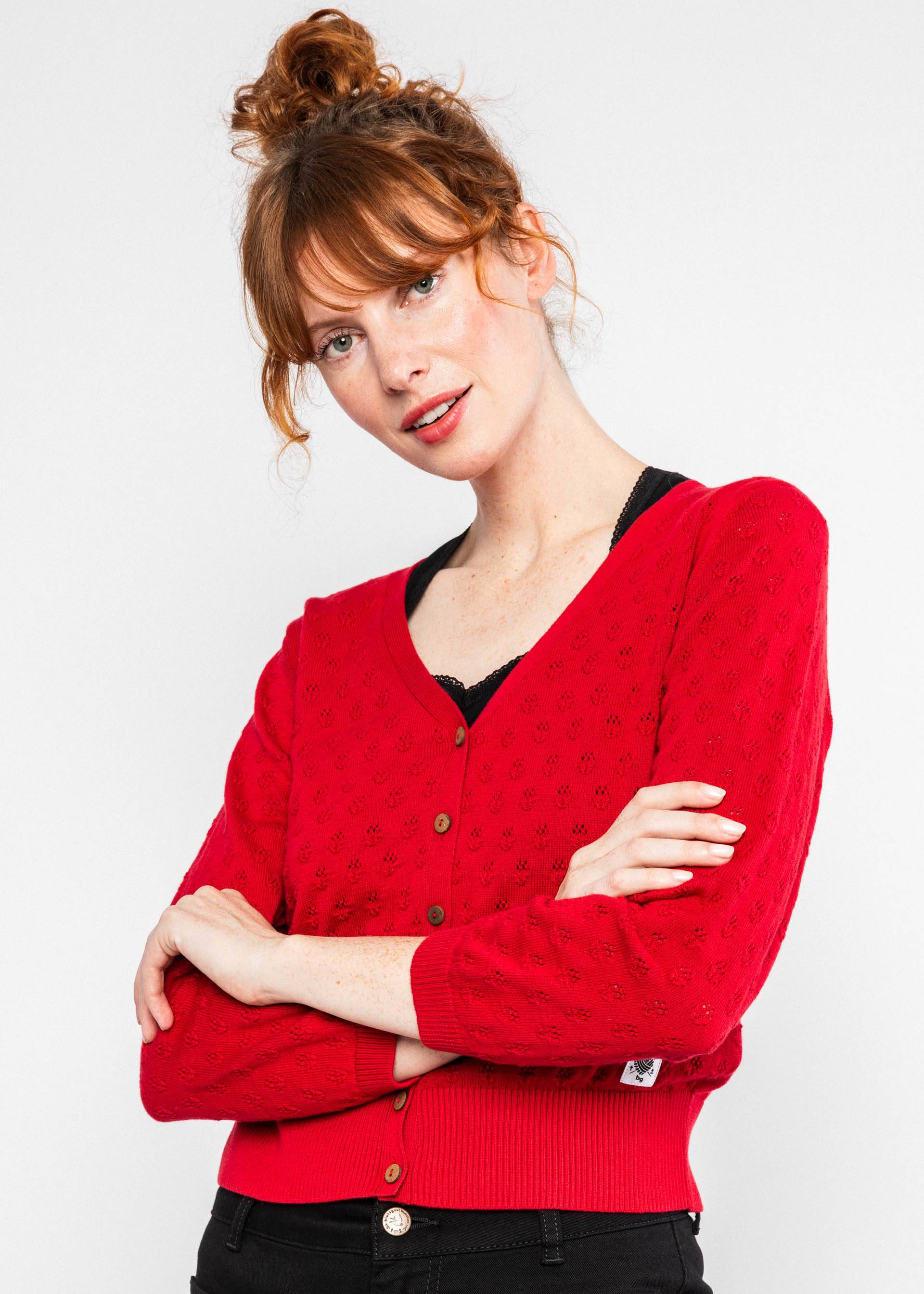 Cardigan Sweet Petite, tasty cherry knit, Cardigans, Rot