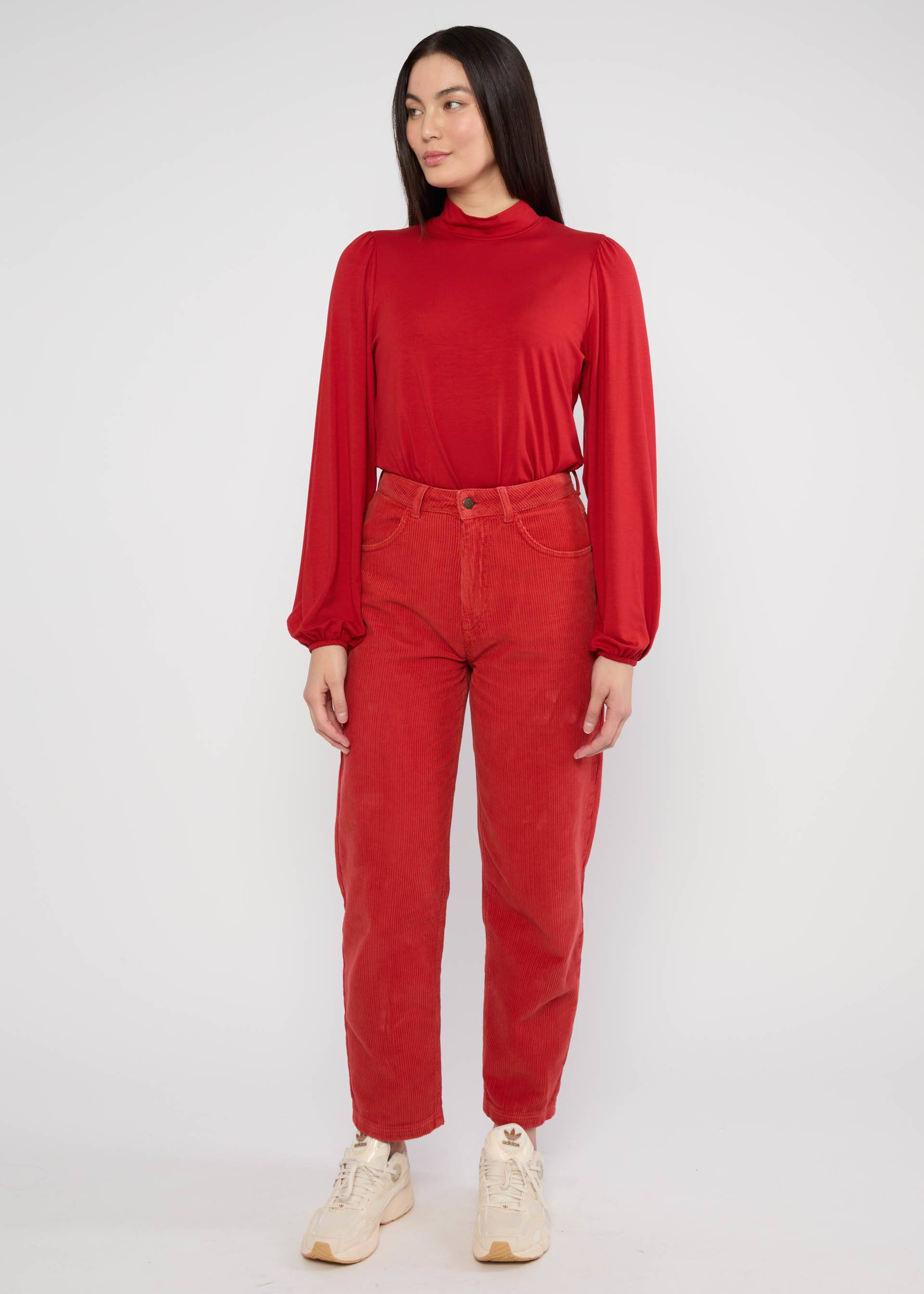 Cordhose High Waist Olotte, folkloric iconic red, Hosen, Rot