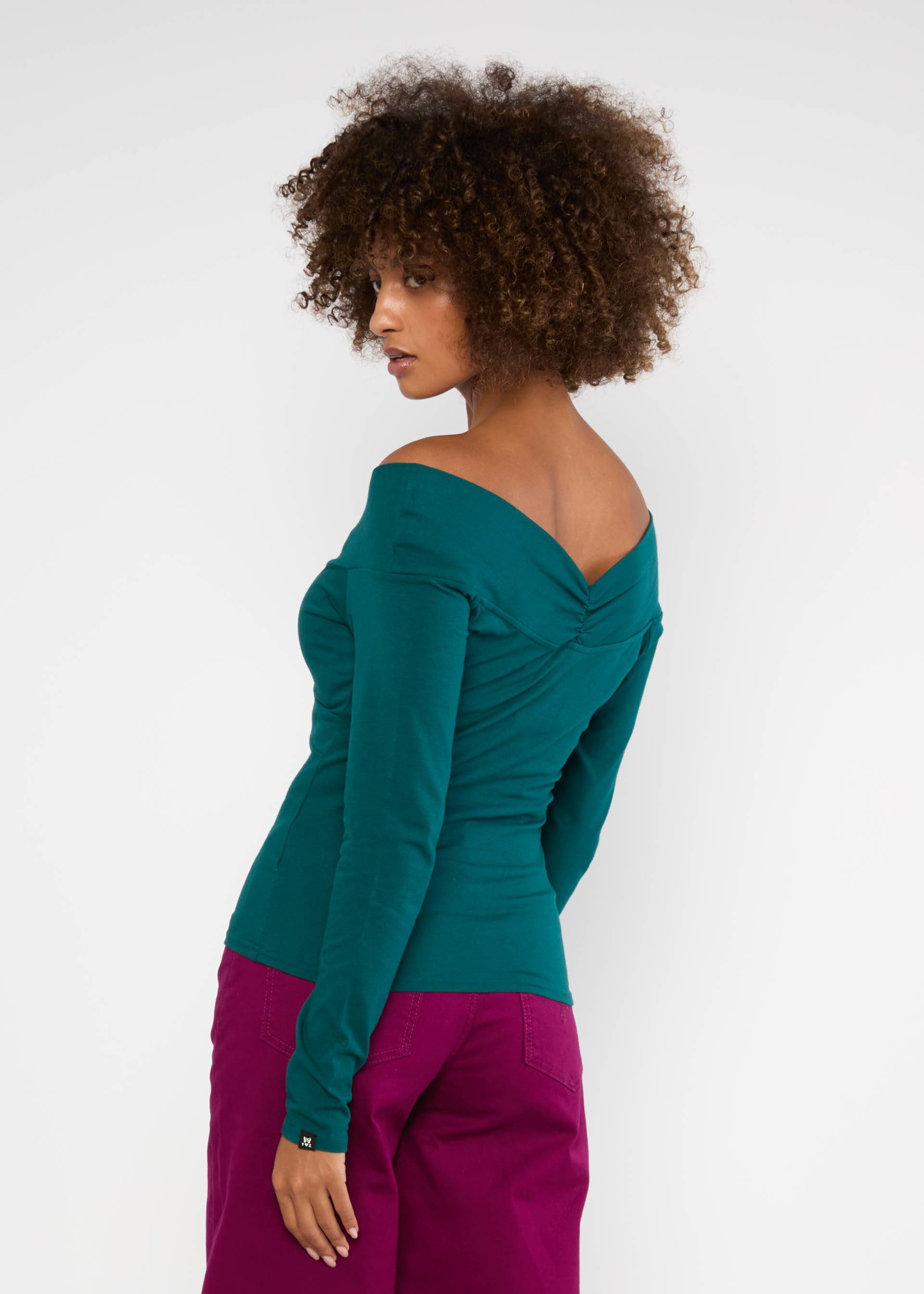 Longsleeve Lovebirds Kiss, teal pearl, Tops, Turquoise